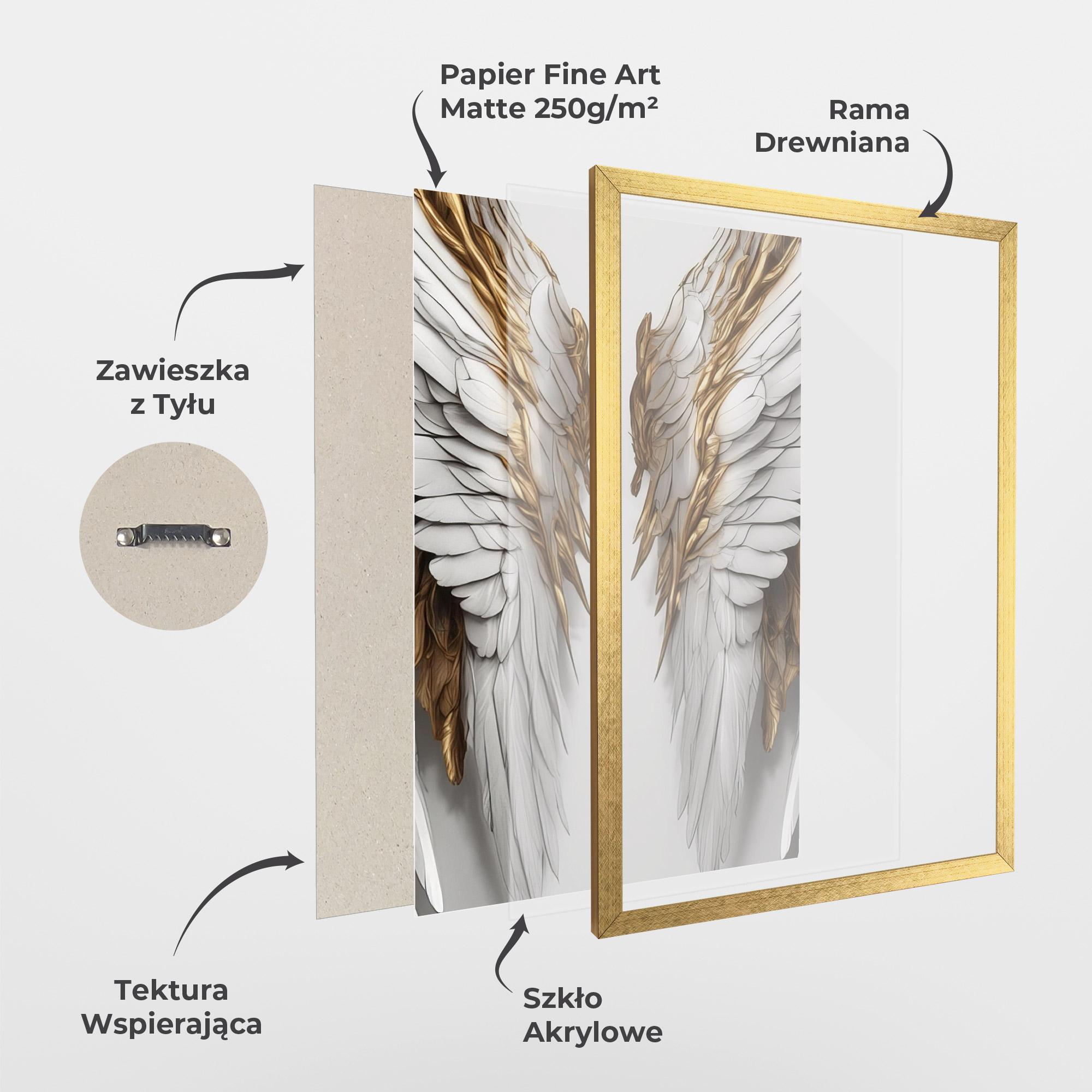 Plakat w Ramie Realistic Gold Angel Wings mockup 1