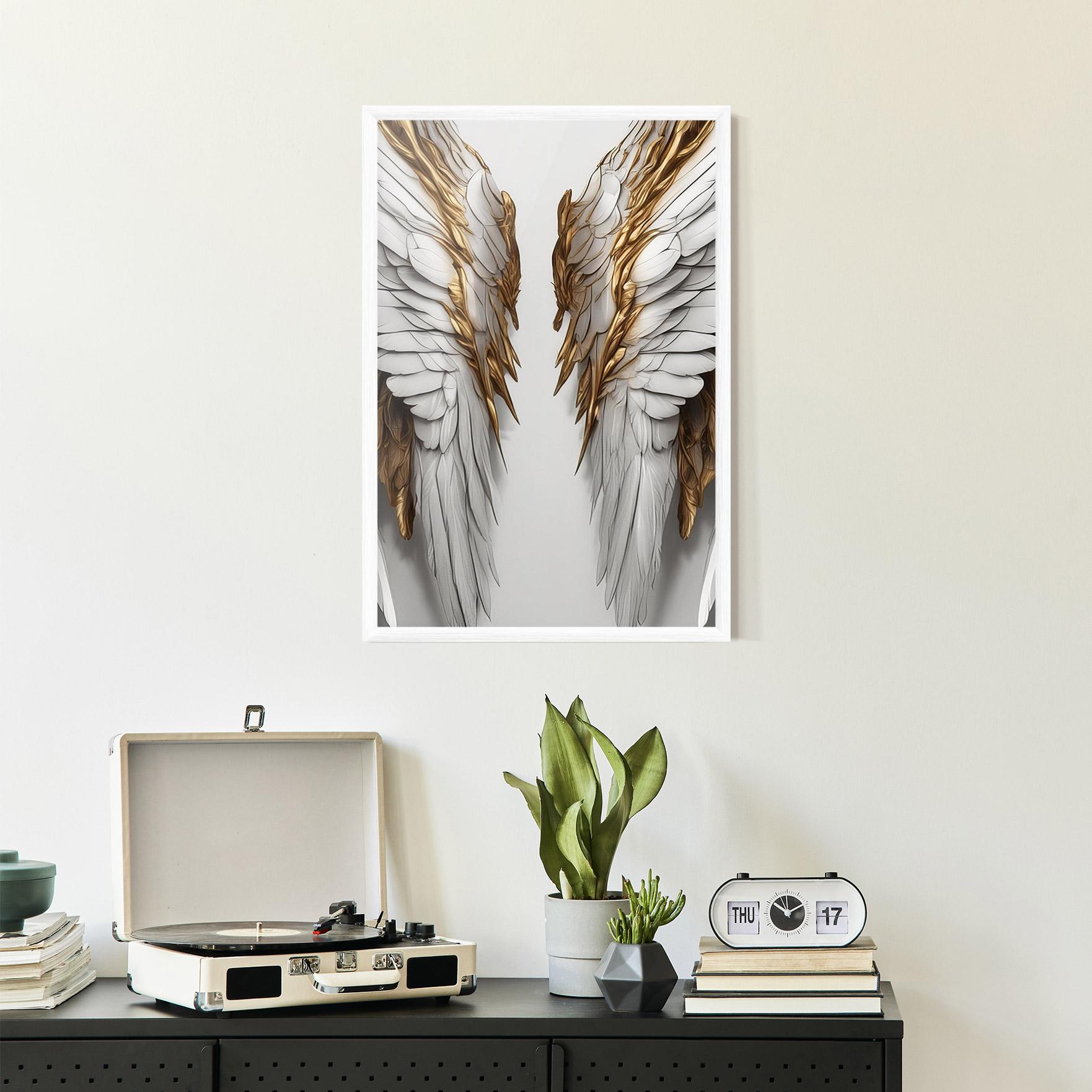 Plakat w Ramie Realistic Gold Angel Wings mockup 2