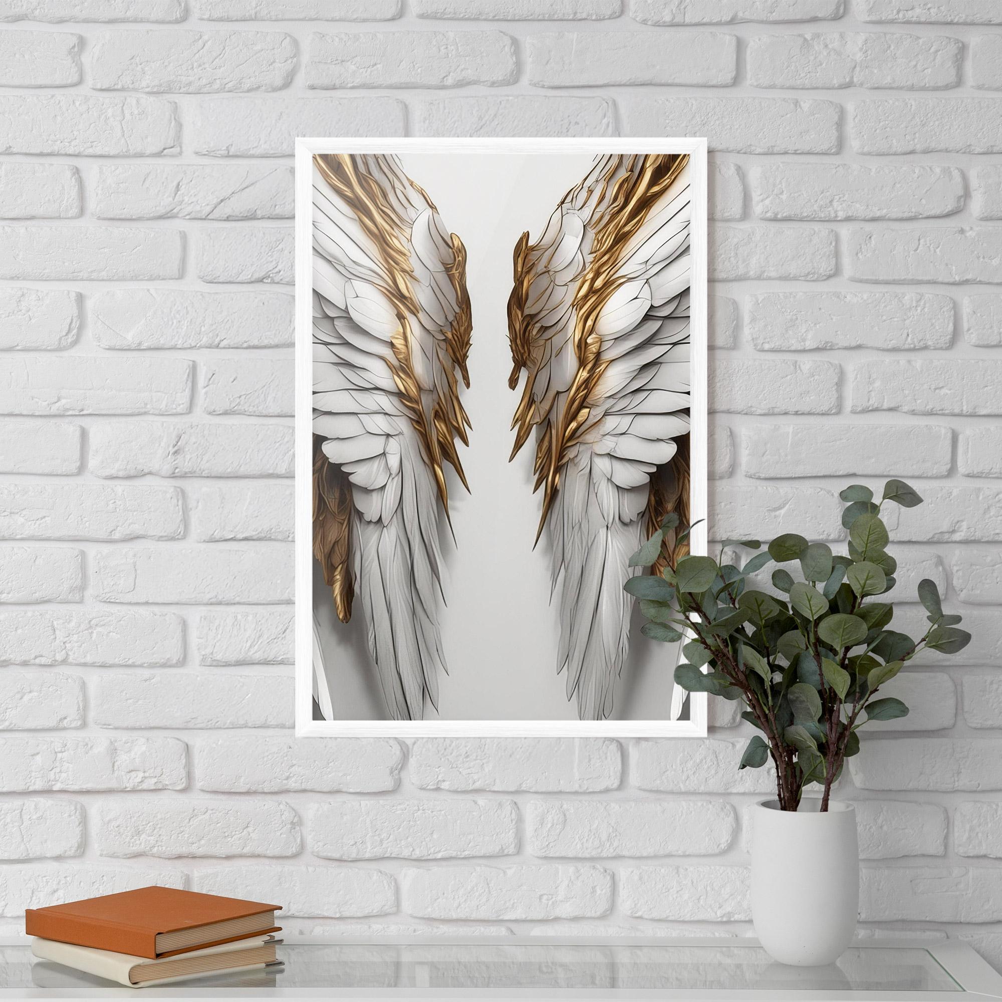 Plakat w Ramie Realistic Gold Angel Wings mockup 5