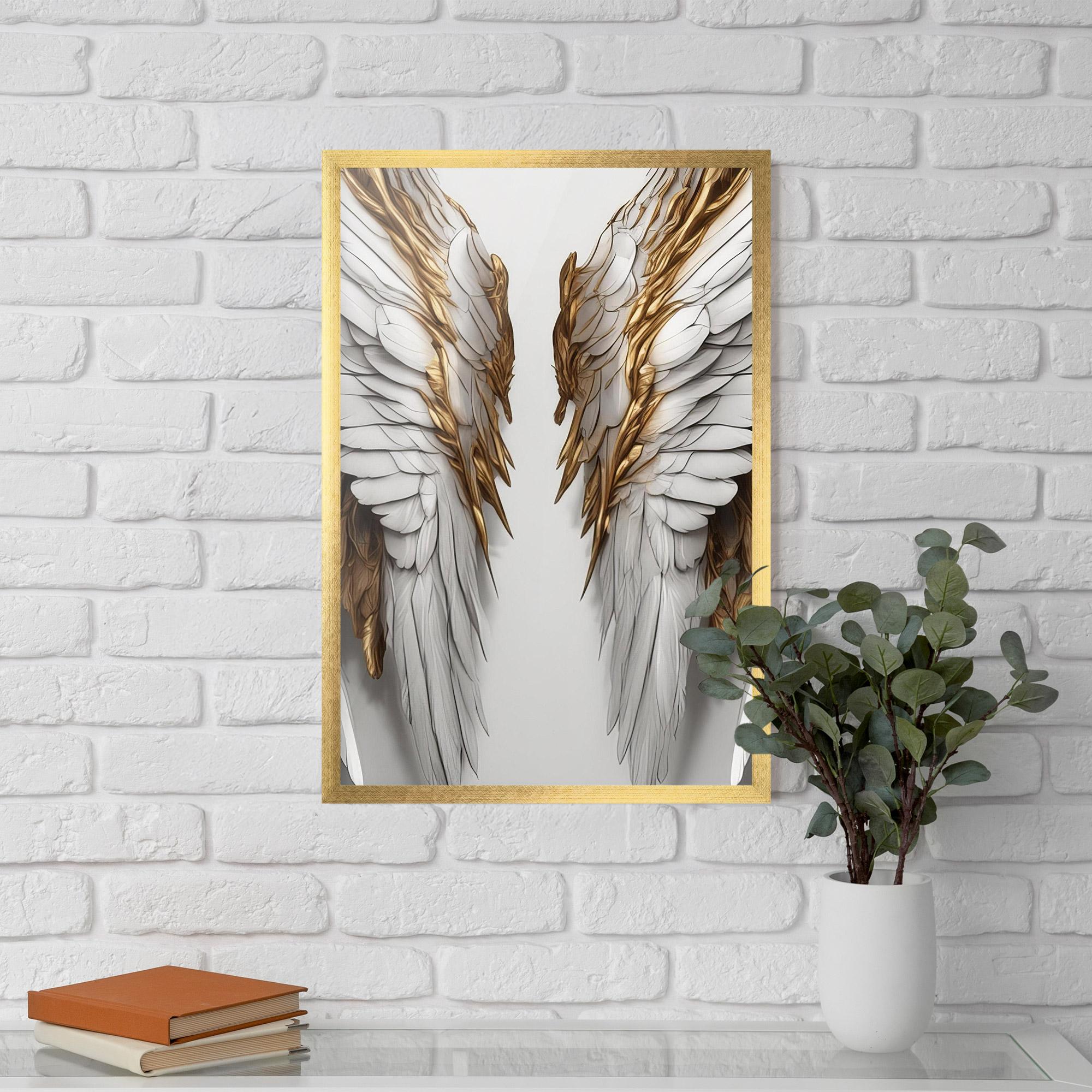 Plakat w Ramie Realistic Gold Angel Wings mockup 5