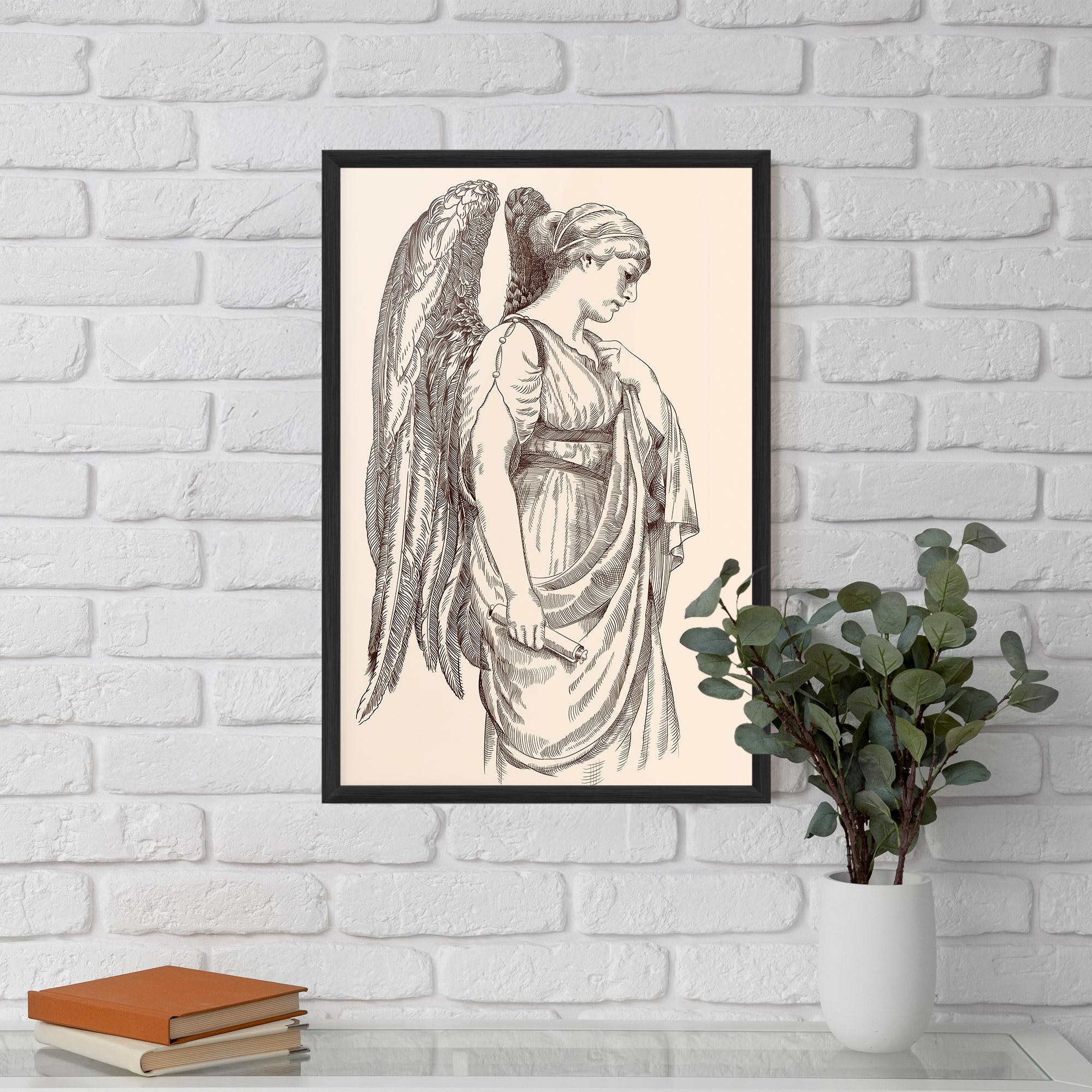 Plakat w Ramie Angel Brown Line mockup 5