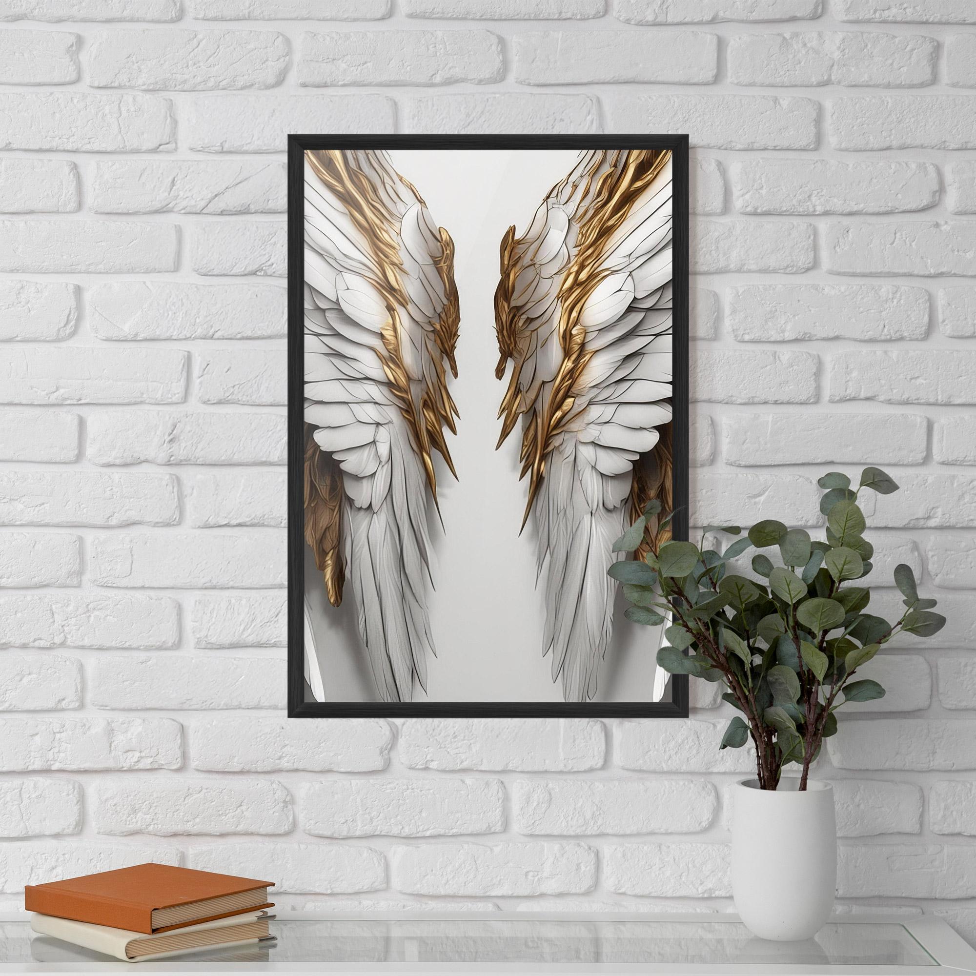 Plakat w Ramie Realistic Gold Angel Wings mockup 5