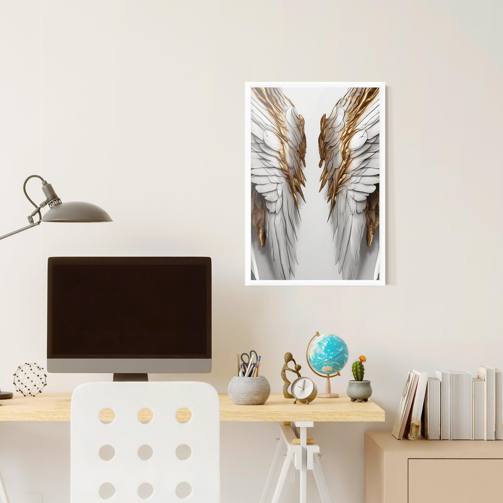 Plakat w Ramie Realistic Gold Angel Wings mockup 6