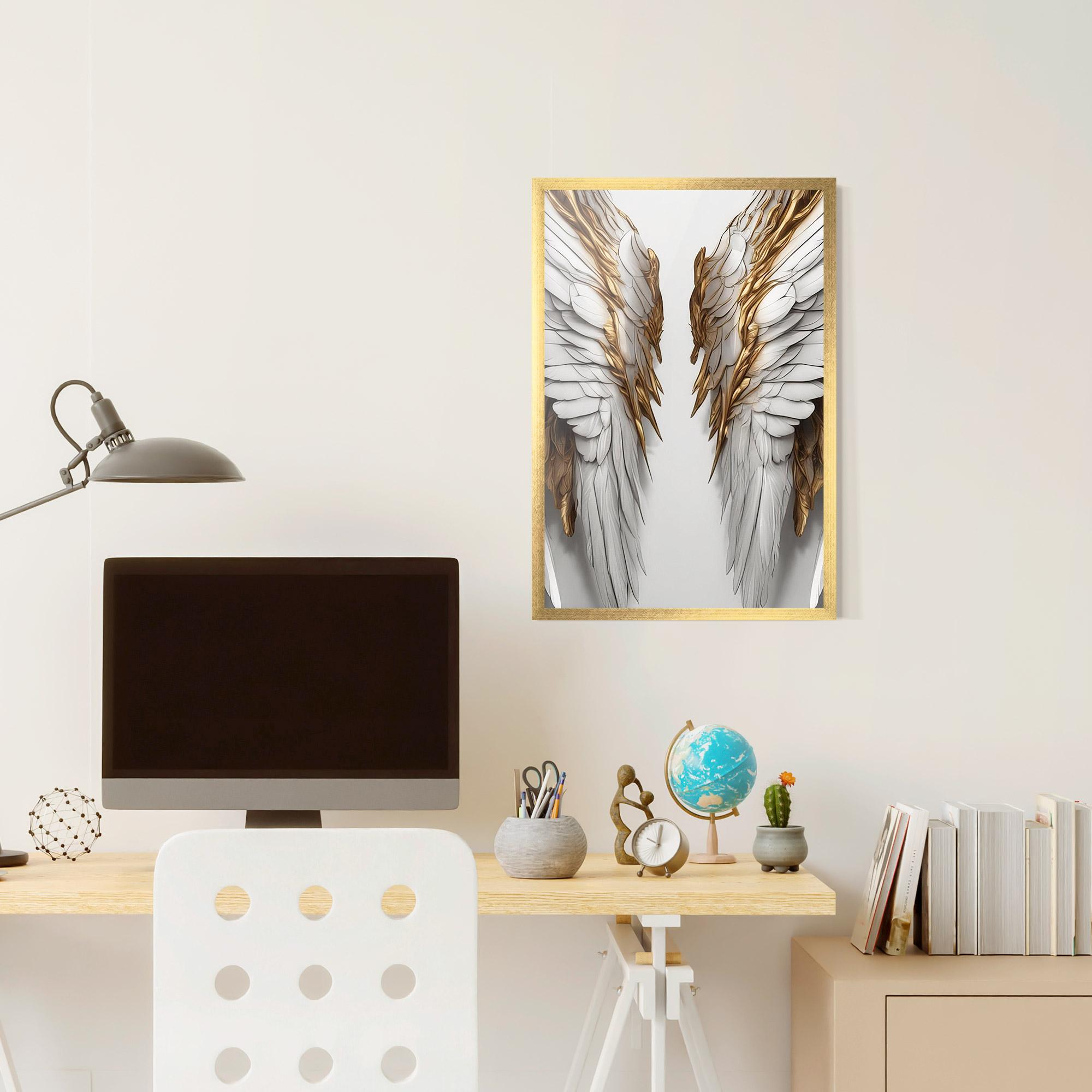Plakat w Ramie Realistic Gold Angel Wings mockup 6