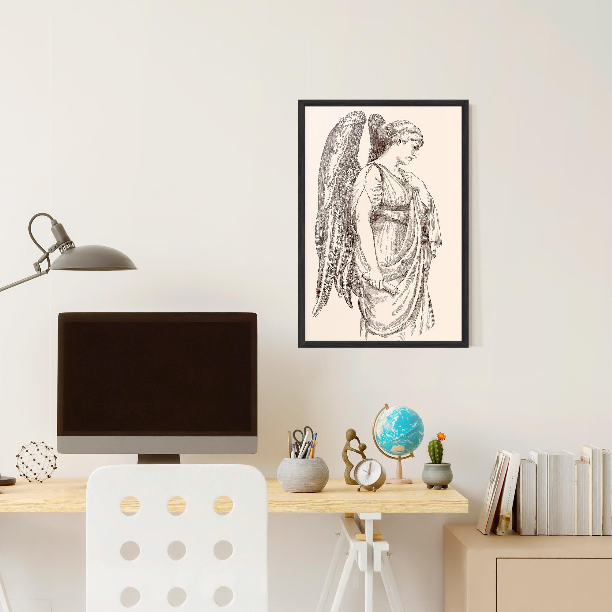 Plakat w Ramie Angel Brown Line mockup 6