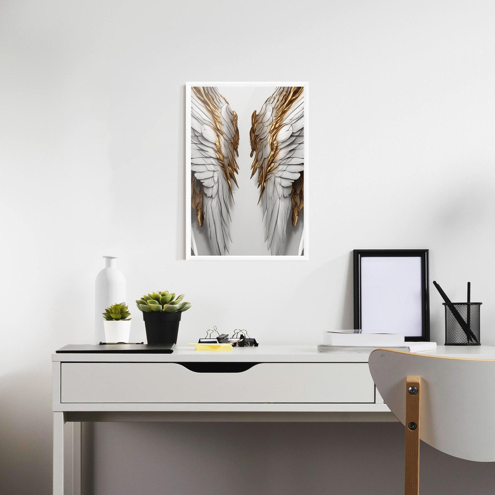 Plakat w Ramie Realistic Gold Angel Wings mockup 7