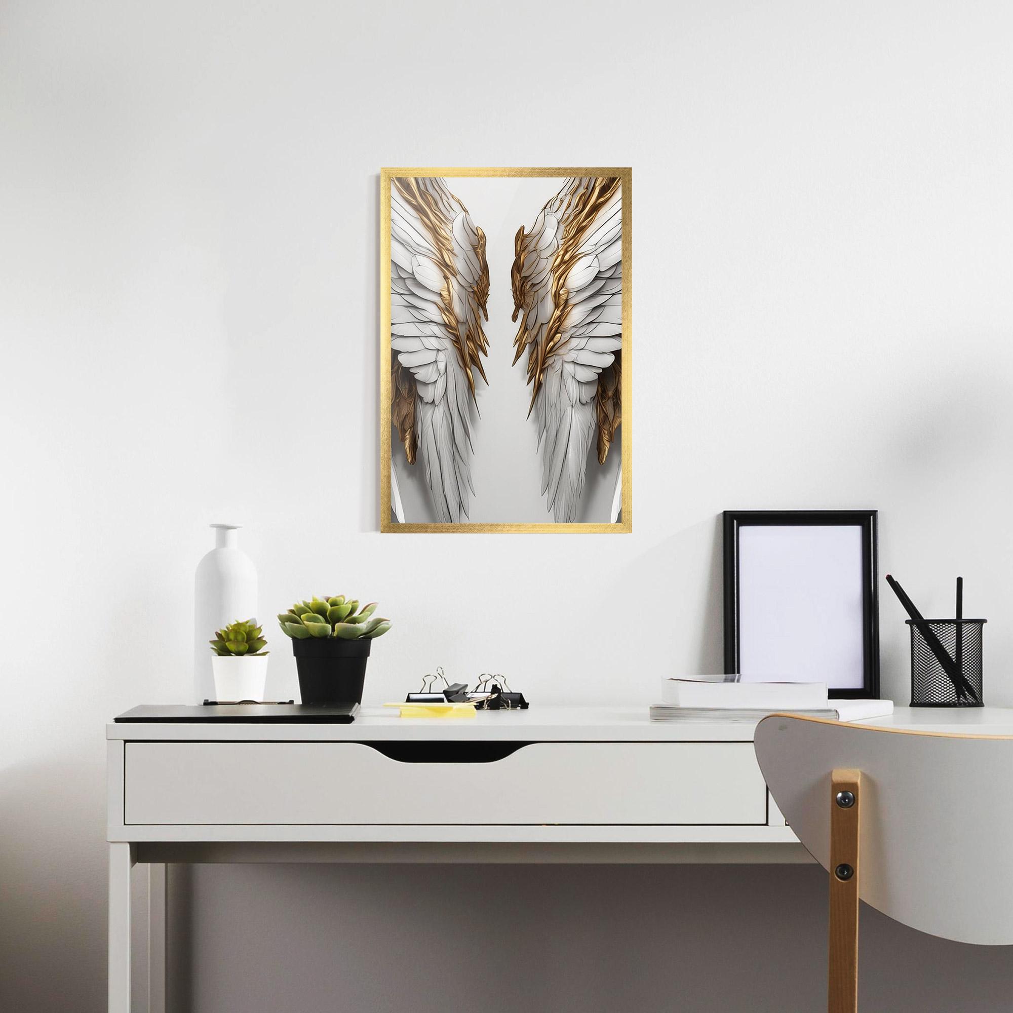 Plakat w Ramie Realistic Gold Angel Wings mockup 7