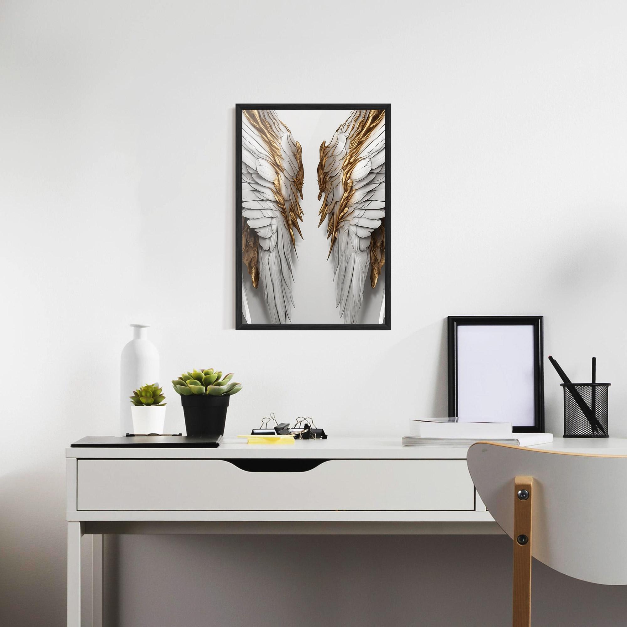 Plakat w Ramie Realistic Gold Angel Wings mockup 7