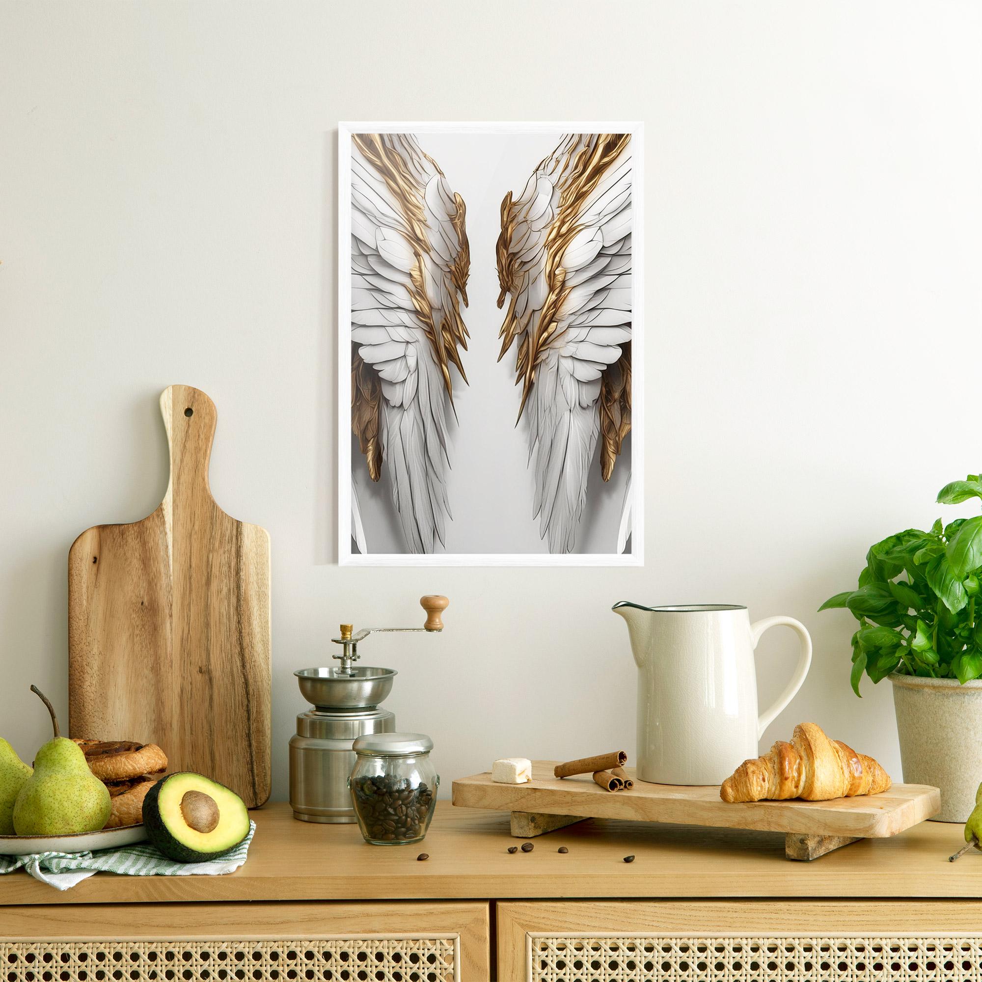 Plakat w Ramie Realistic Gold Angel Wings mockup 8
