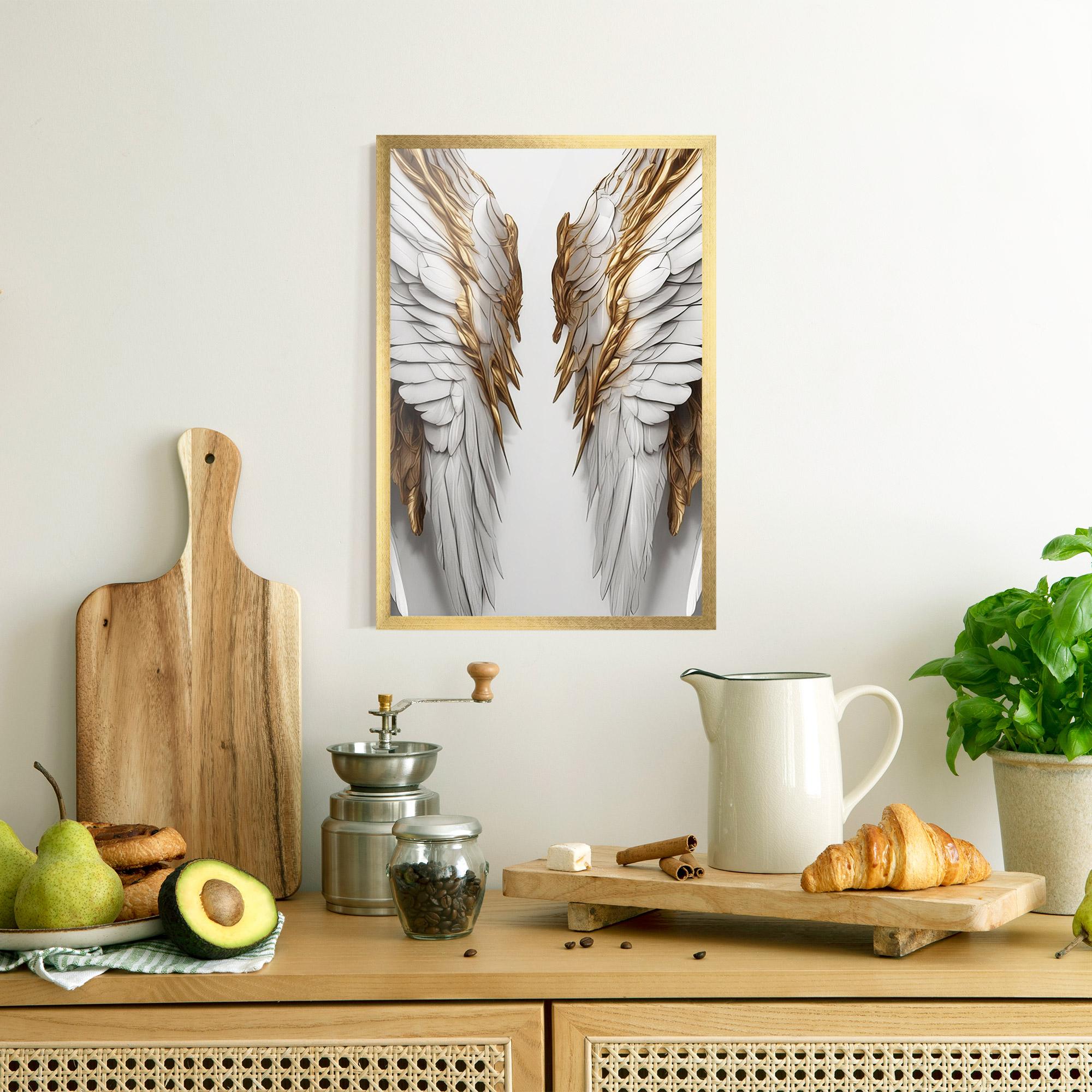 Plakat w Ramie Realistic Gold Angel Wings mockup 8