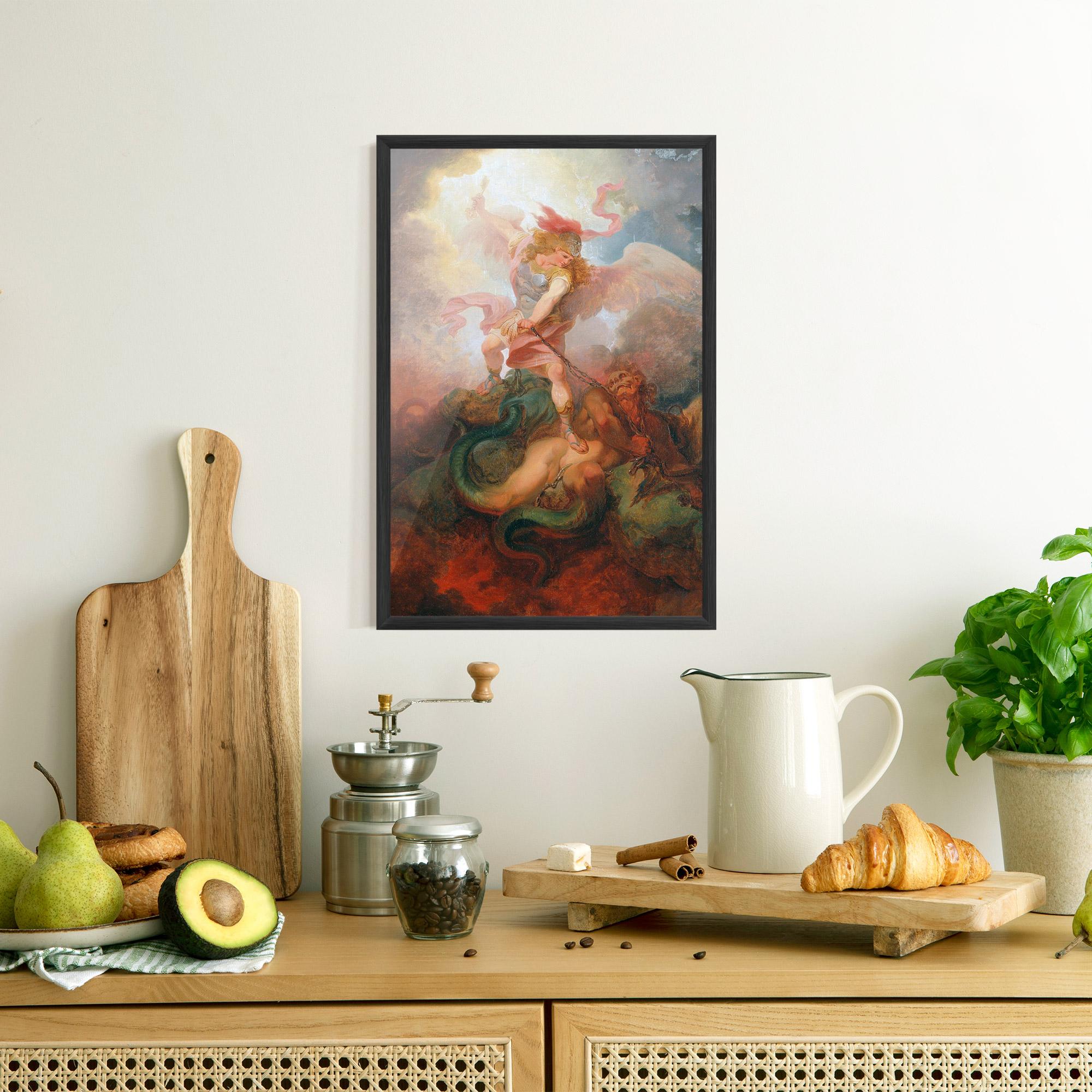 Plakat w Ramie Angel Killing Monster mockup 8