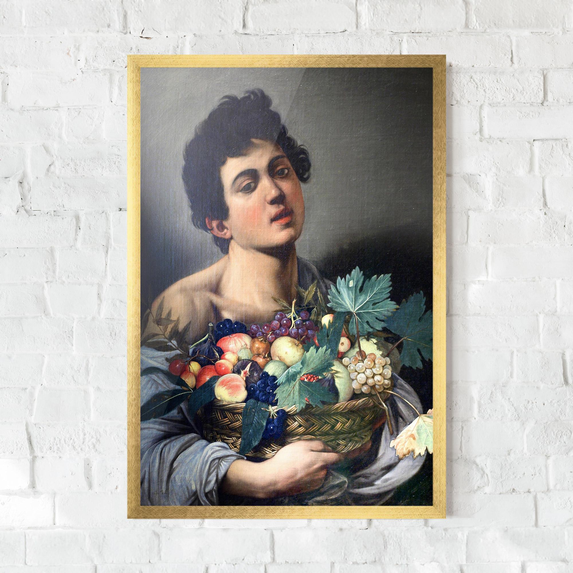 Plakat w Ramie Boy With A Basket Of Fruit mockup 0