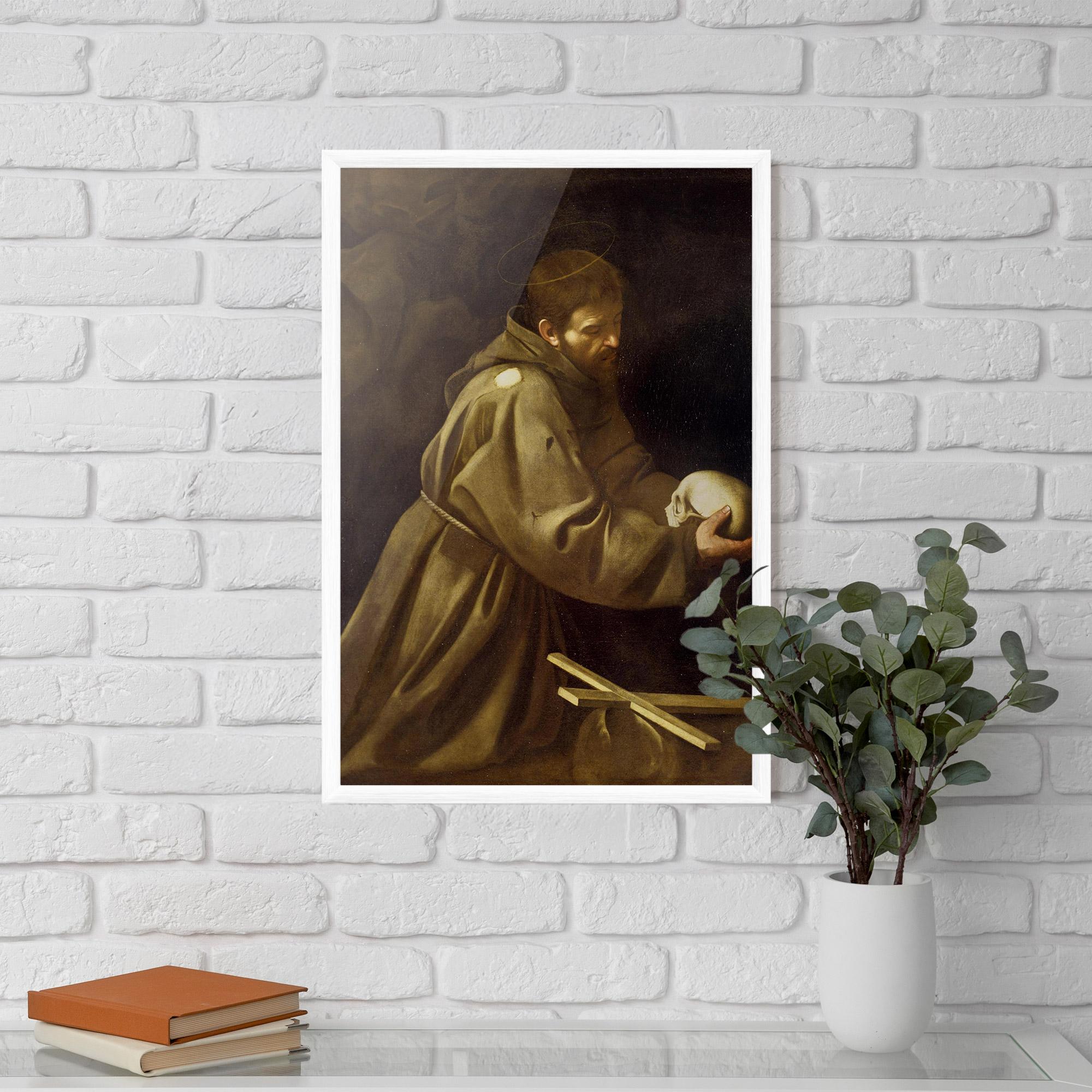 Plakat w Ramie Caravaggio Francis Prayer mockup 5