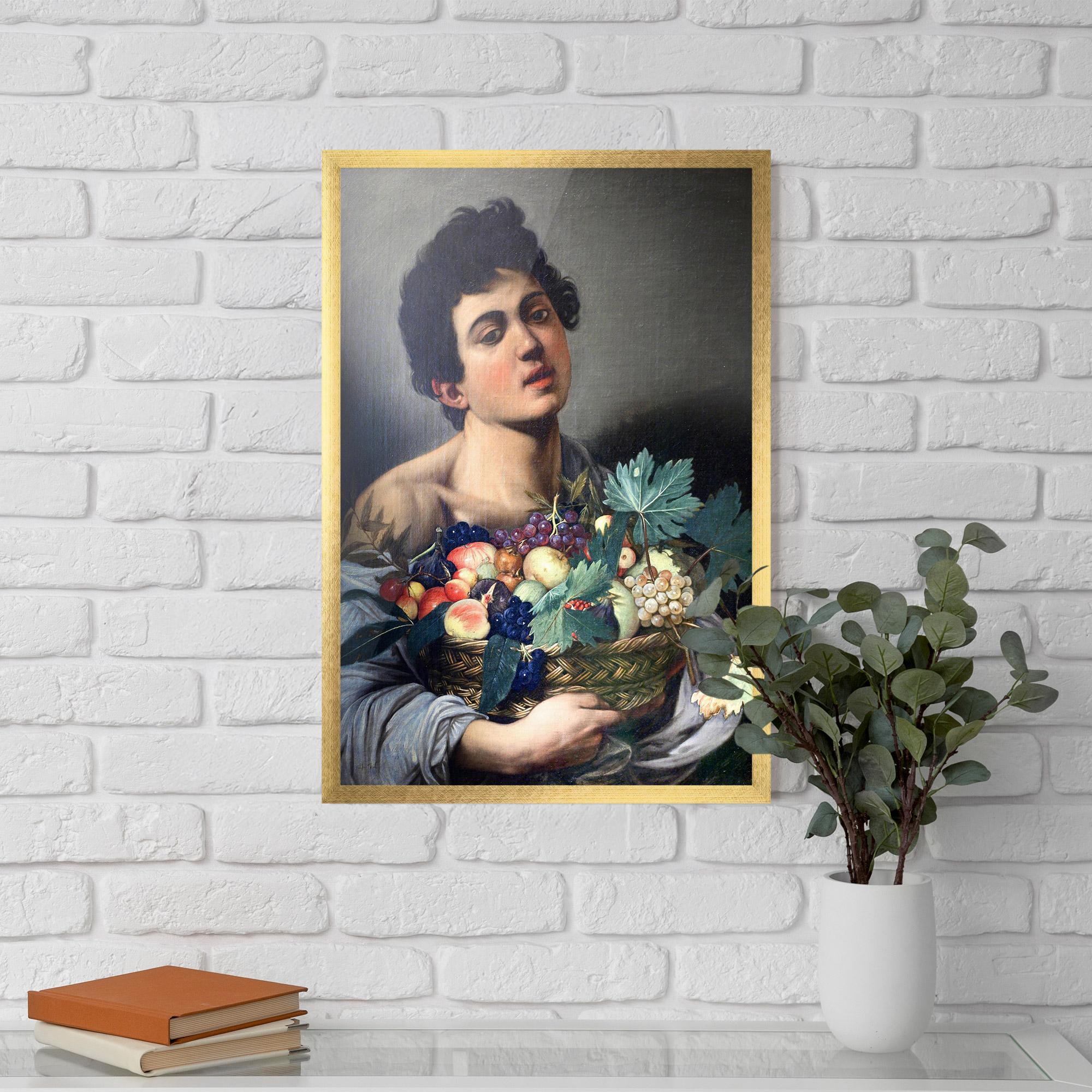 Plakat w Ramie Boy With A Basket Of Fruit mockup 5