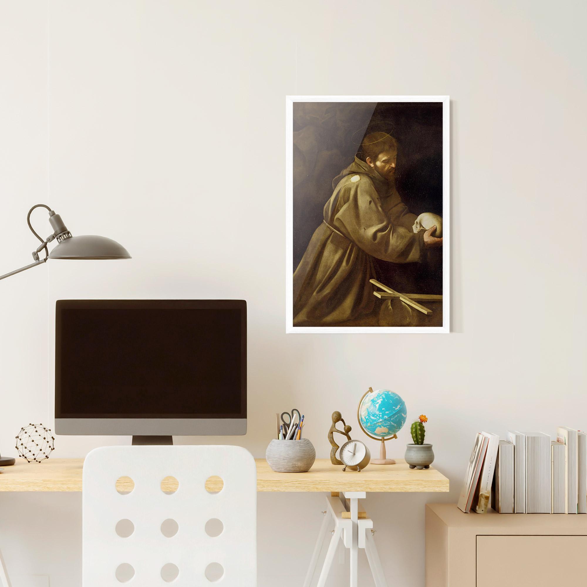 Plakat w Ramie Caravaggio Francis Prayer mockup 6
