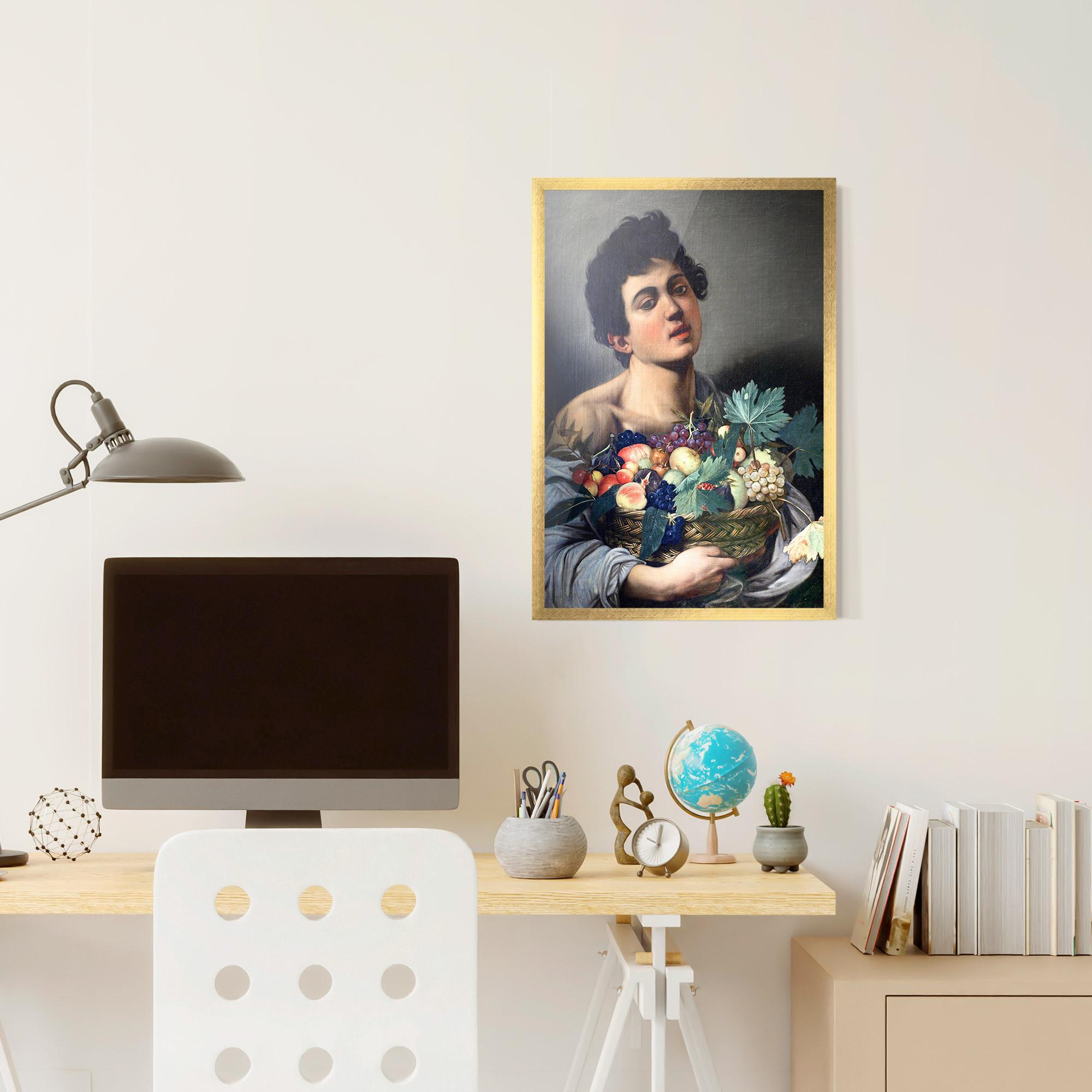 Plakat w Ramie Boy With A Basket Of Fruit mockup 6