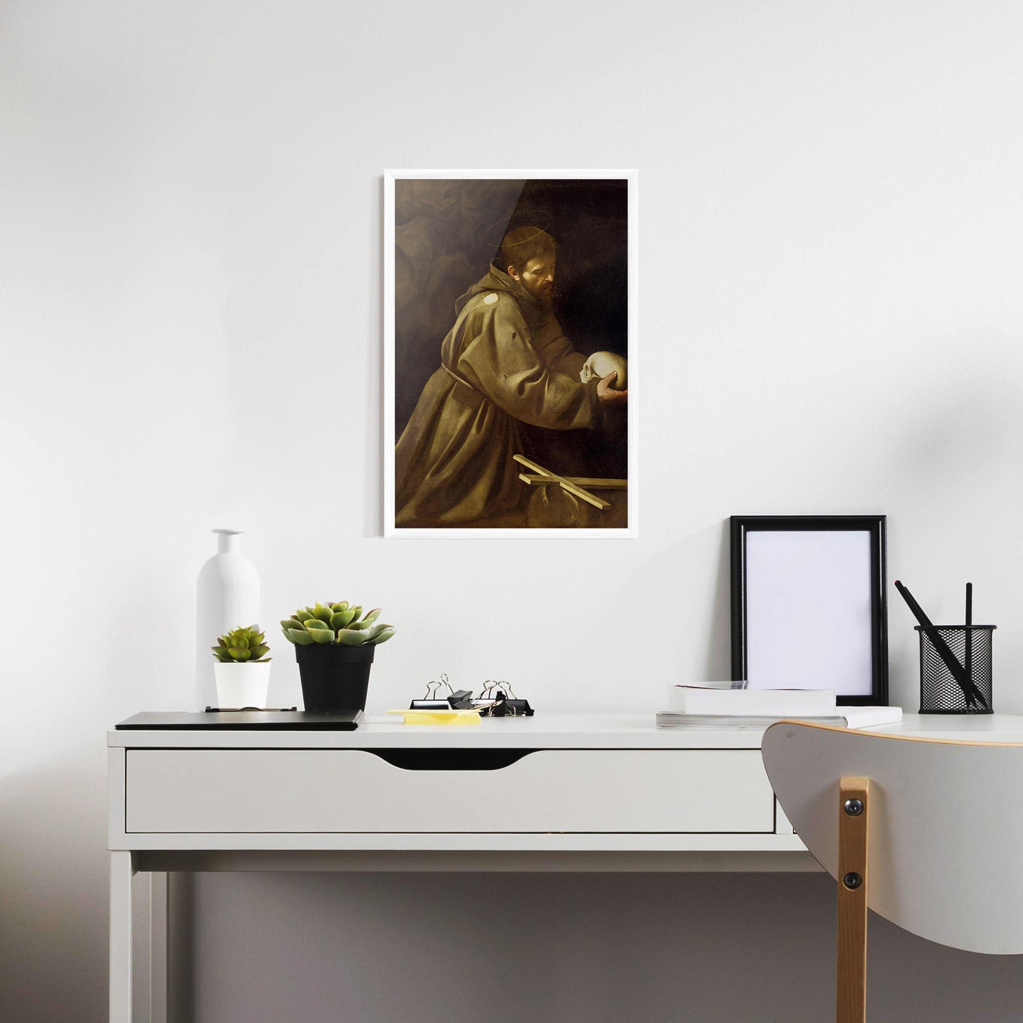 Plakat w Ramie Caravaggio Francis Prayer mockup 7