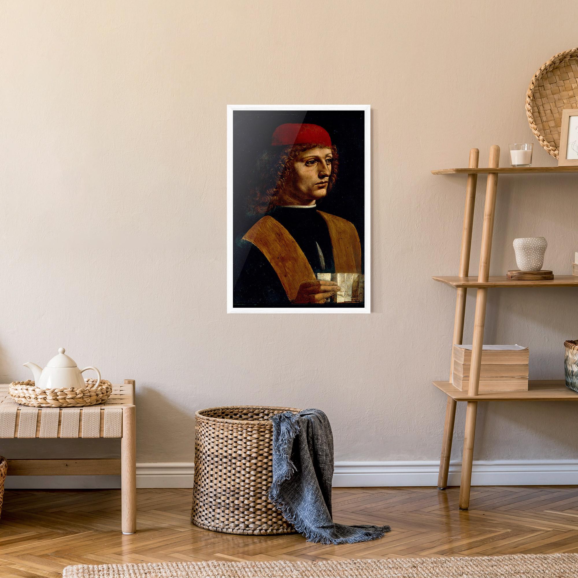 Plakat w Ramie Leonardo Da Vinci Portrait Of A Musician Pinacoteca Ambrosiana mockup 9