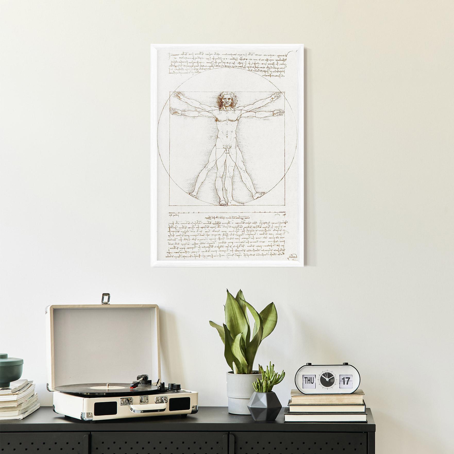 Plakat w Ramie Leonardo Da Vinci's Vitruvian Man mockup 2