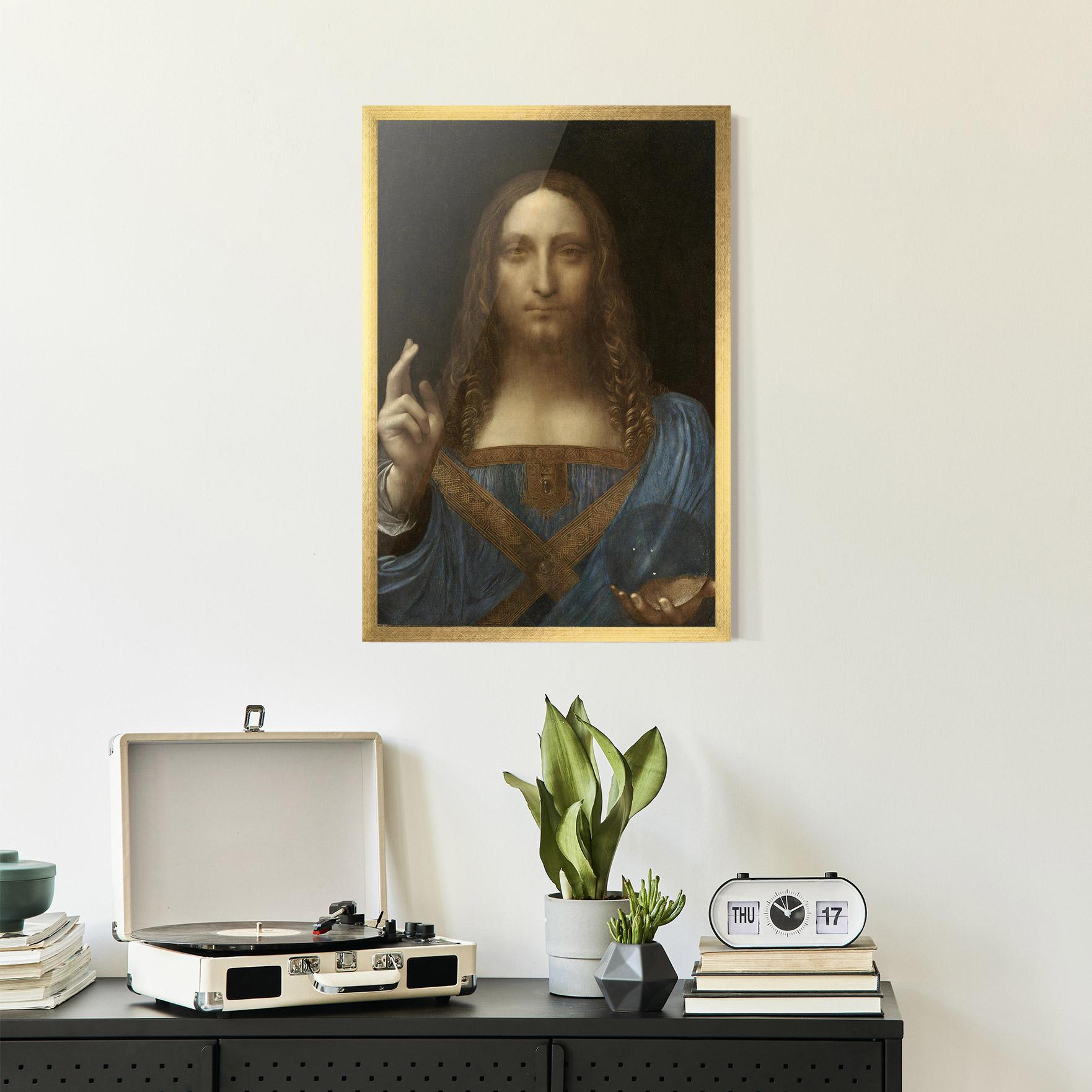 Plakat w Ramie Leonardo Da Vinci Salvator Mundi mockup 2