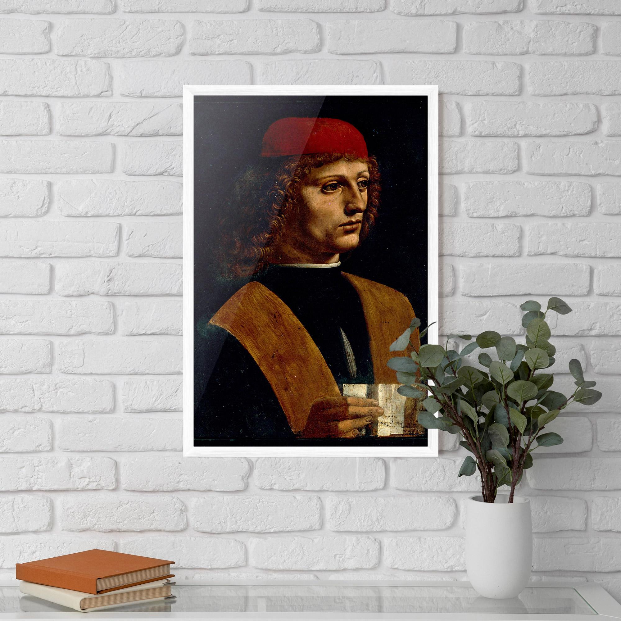 Plakat w Ramie Leonardo Da Vinci Portrait Of A Musician Pinacoteca Ambrosiana mockup 5