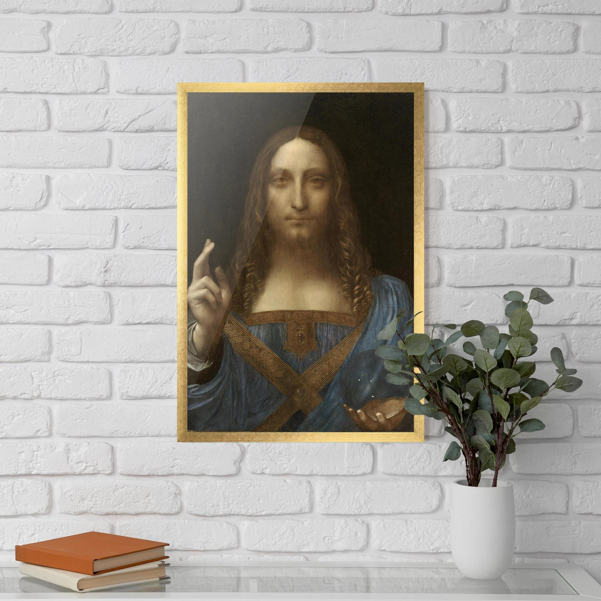Plakat w Ramie Leonardo Da Vinci Salvator Mundi mockup 5