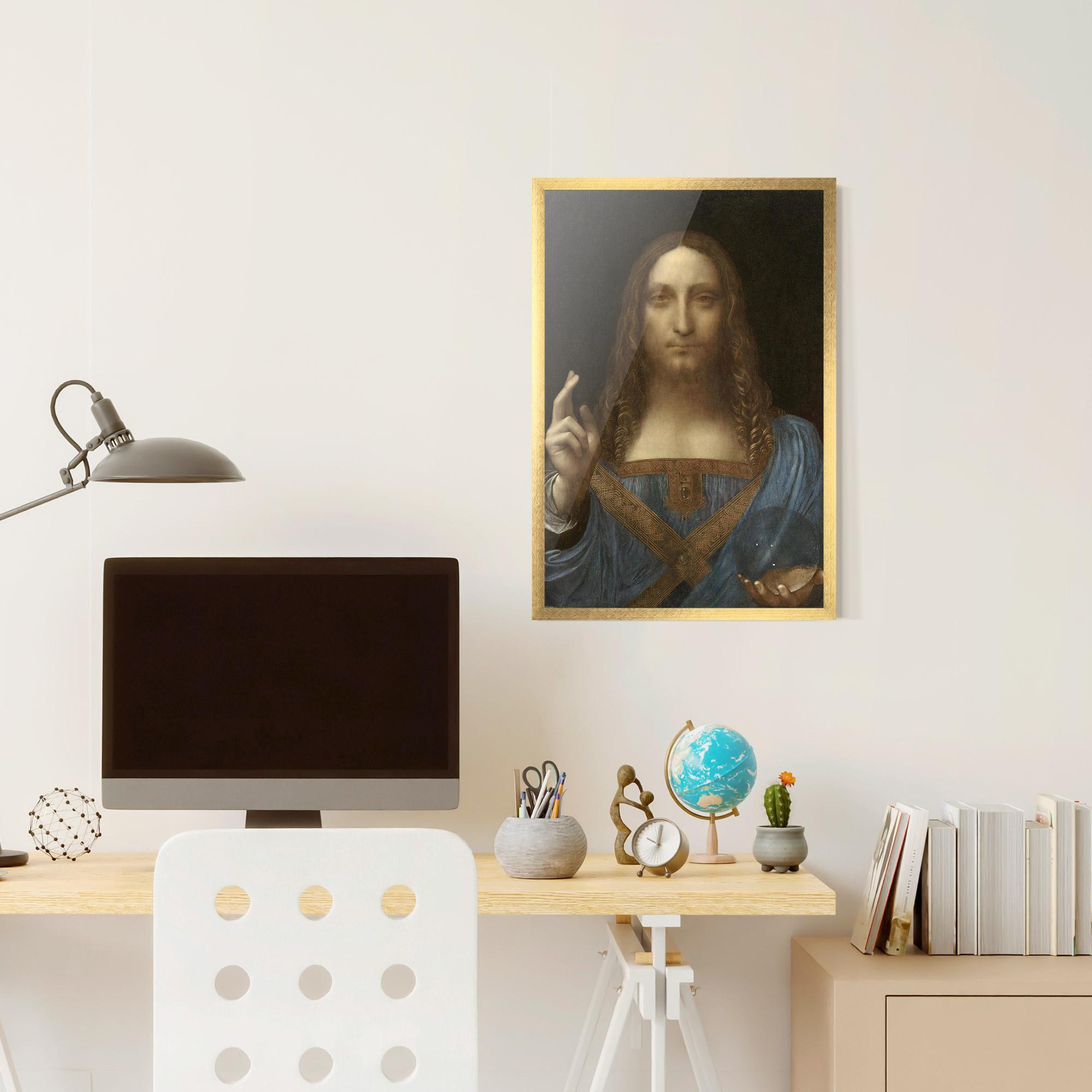 Plakat w Ramie Leonardo Da Vinci Salvator Mundi mockup 6