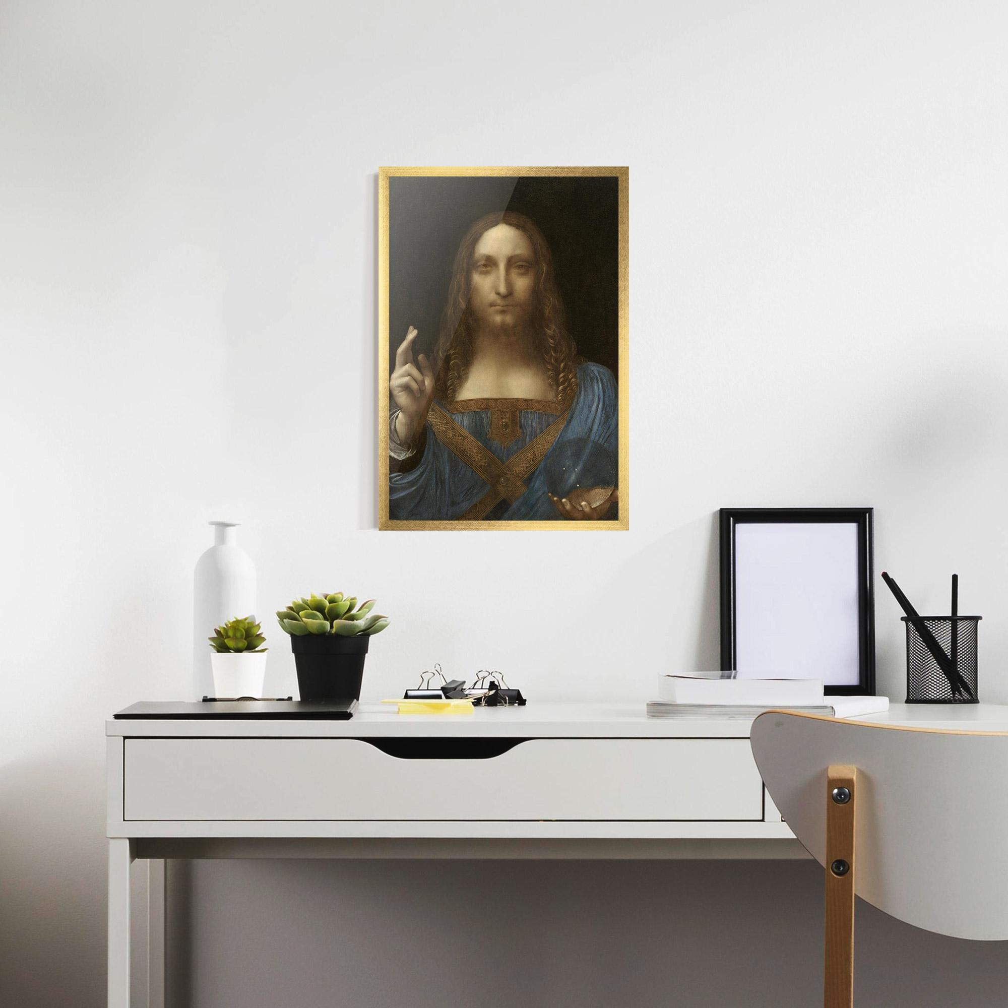 Plakat w Ramie Leonardo Da Vinci Salvator Mundi mockup 7