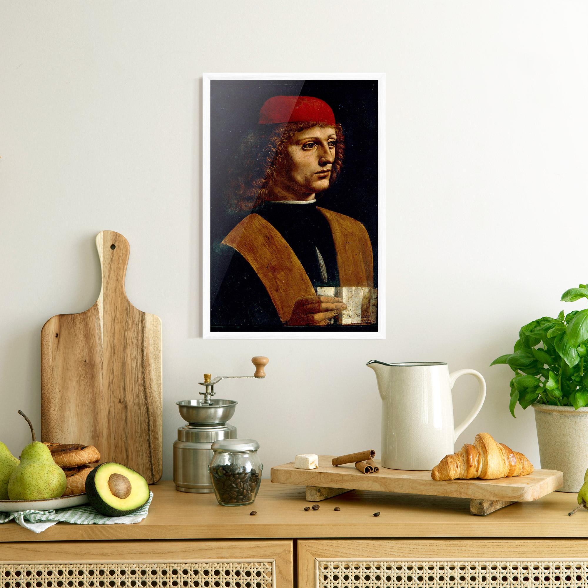 Plakat w Ramie Leonardo Da Vinci Portrait Of A Musician Pinacoteca Ambrosiana mockup 8
