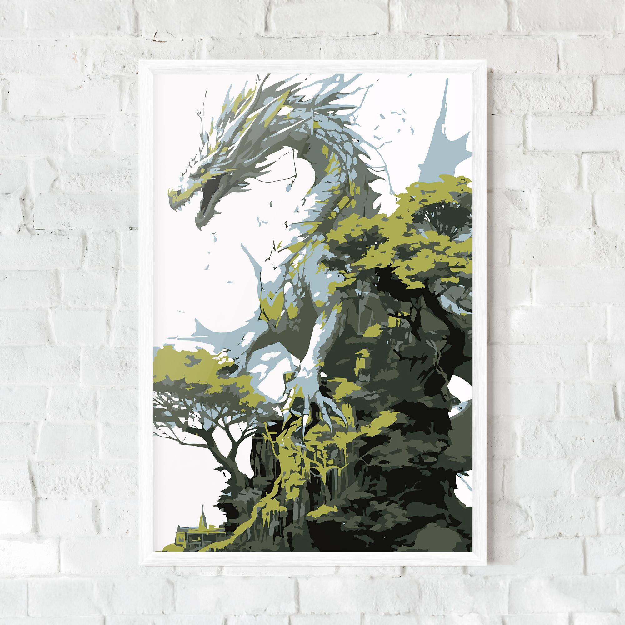 Plakat w Ramie Grey Nature Dragon mockup 0