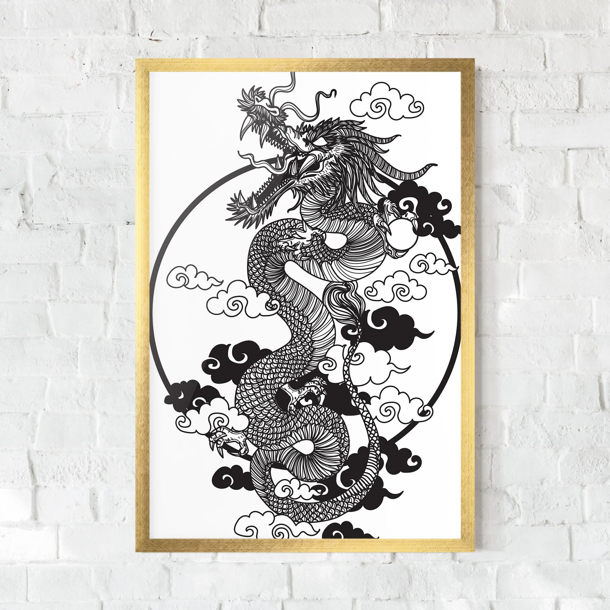 Plakat w Ramie Dragon Circle 01 mockup 0