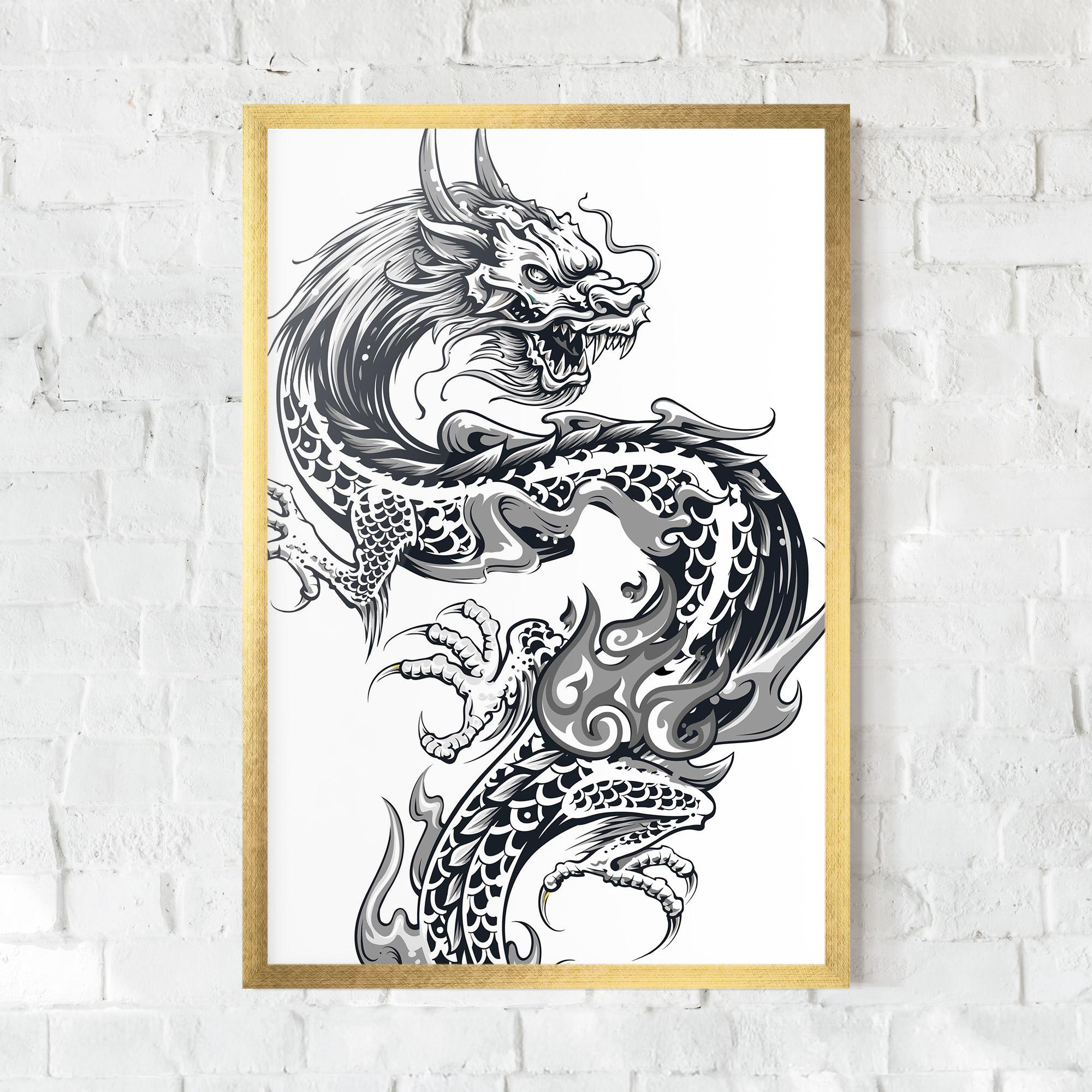 Plakat w Ramie Dragon Line mockup 0