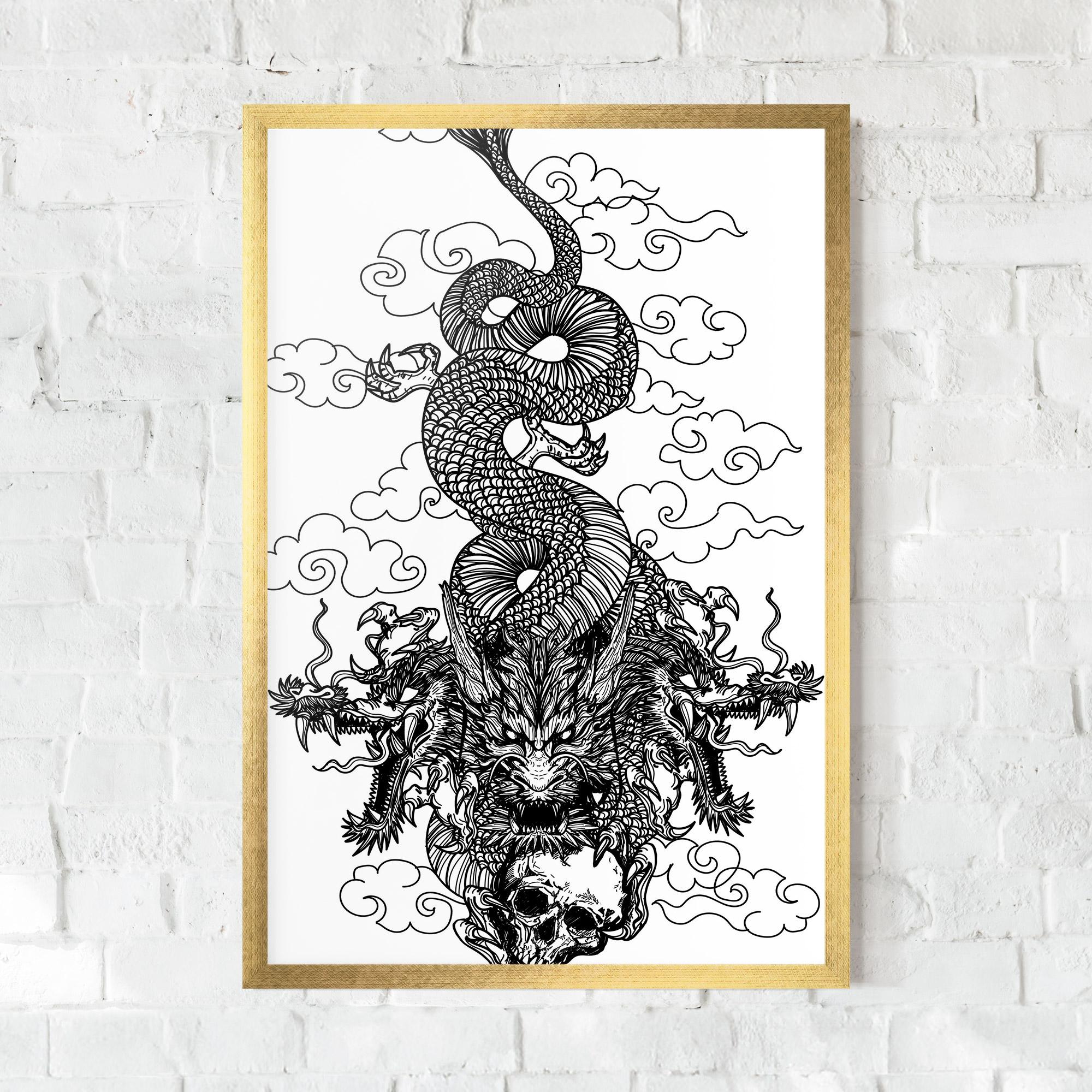 Plakat w Ramie Skull Dragon mockup 0