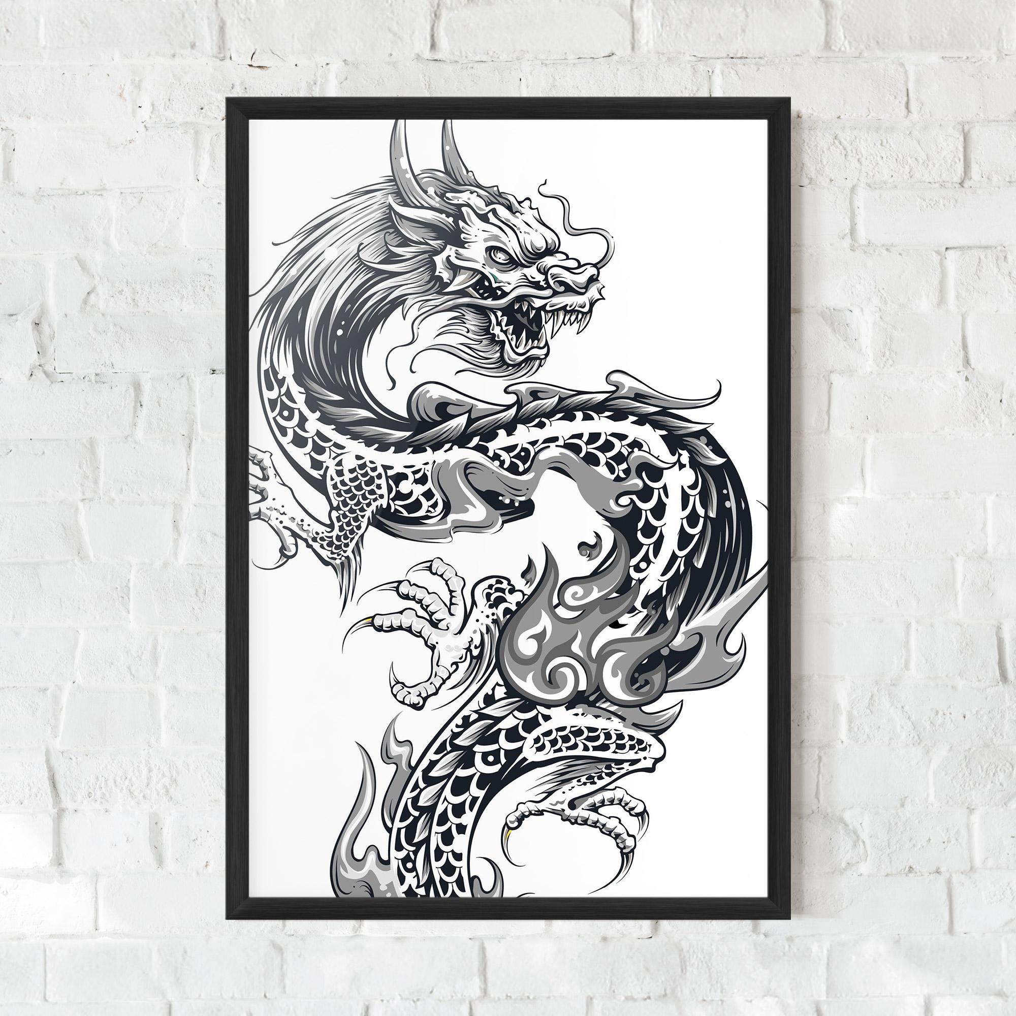Plakat w Ramie Dragon Line mockup 0