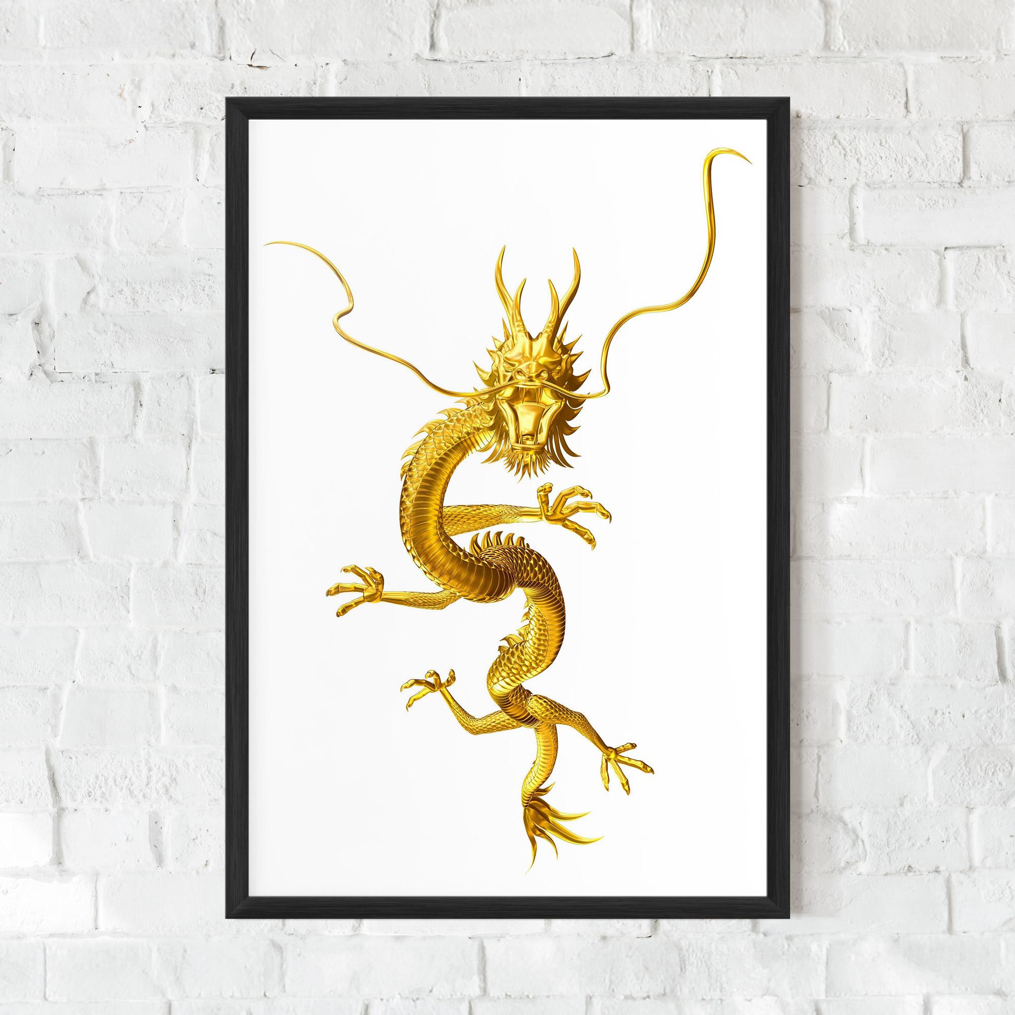 Plakat w Ramie Golden Dragon mockup 0