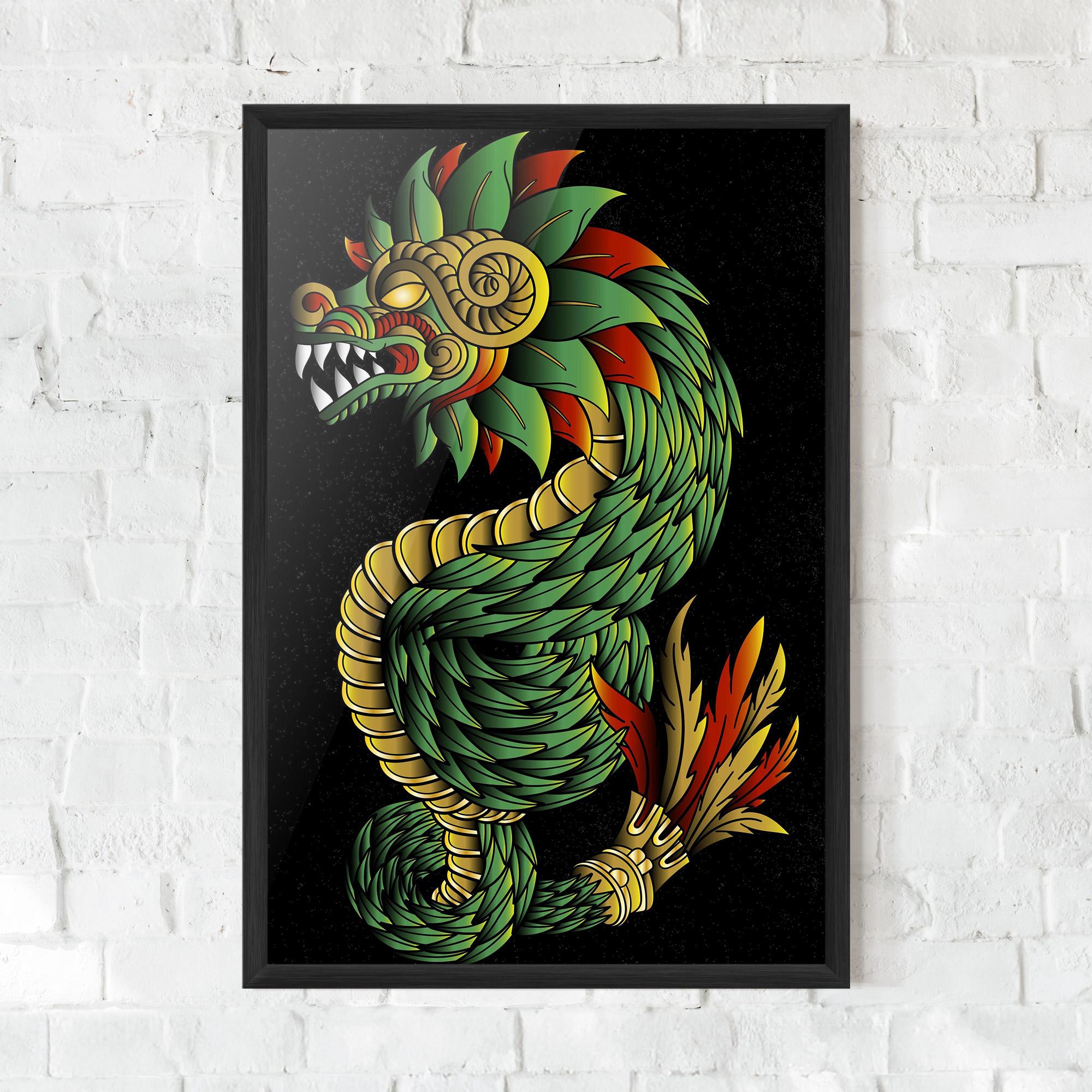Plakat w Ramie Green Yellow Dragon mockup 0