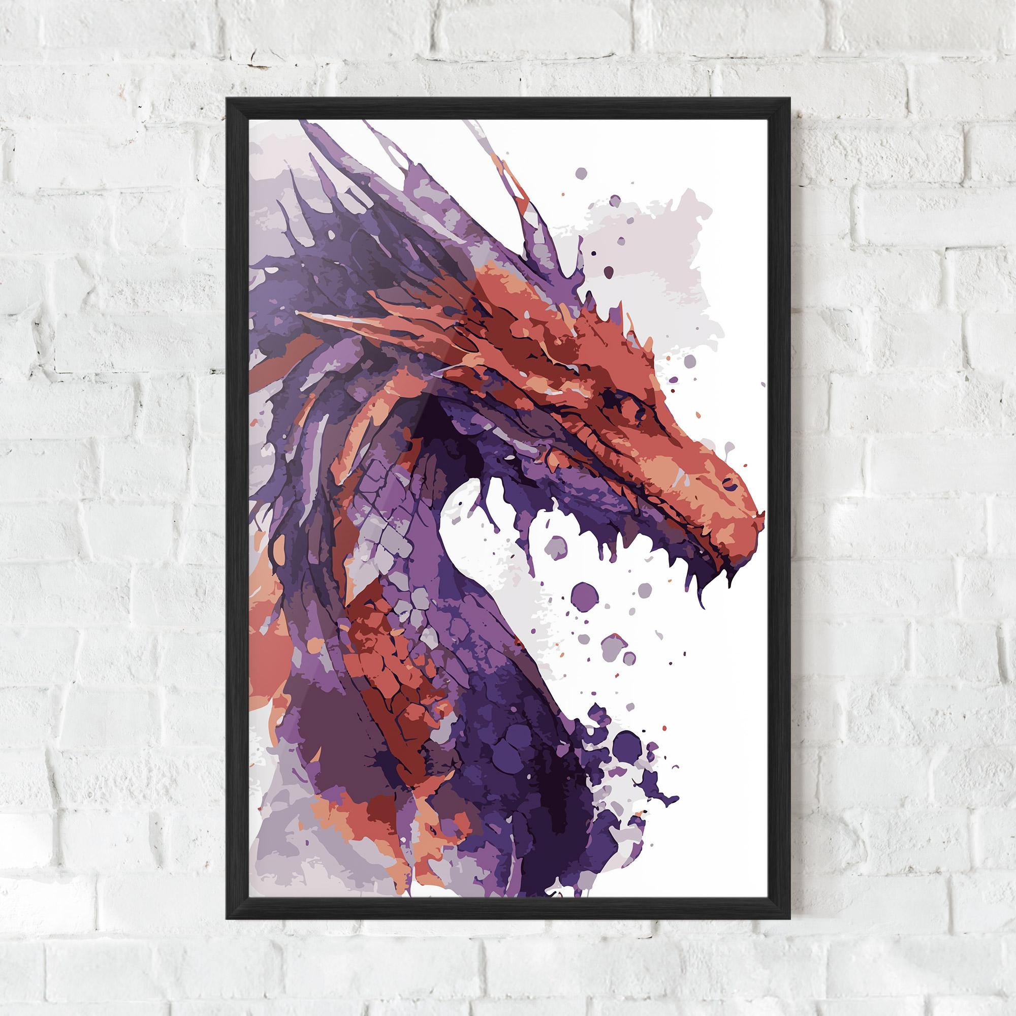 Plakat w Ramie Orange Purple Dragon mockup 0