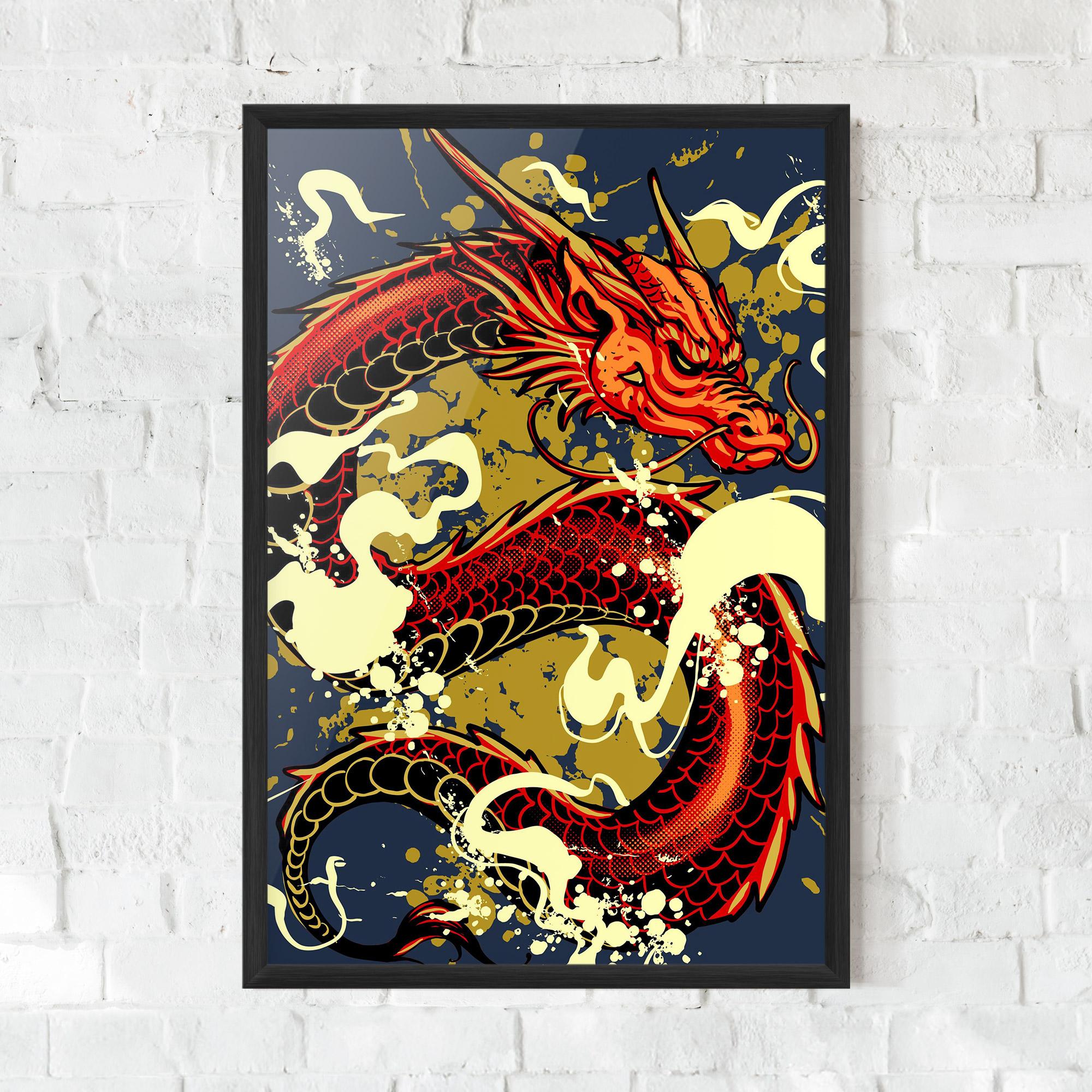 Plakat w Ramie Red Cream Dragon mockup 0
