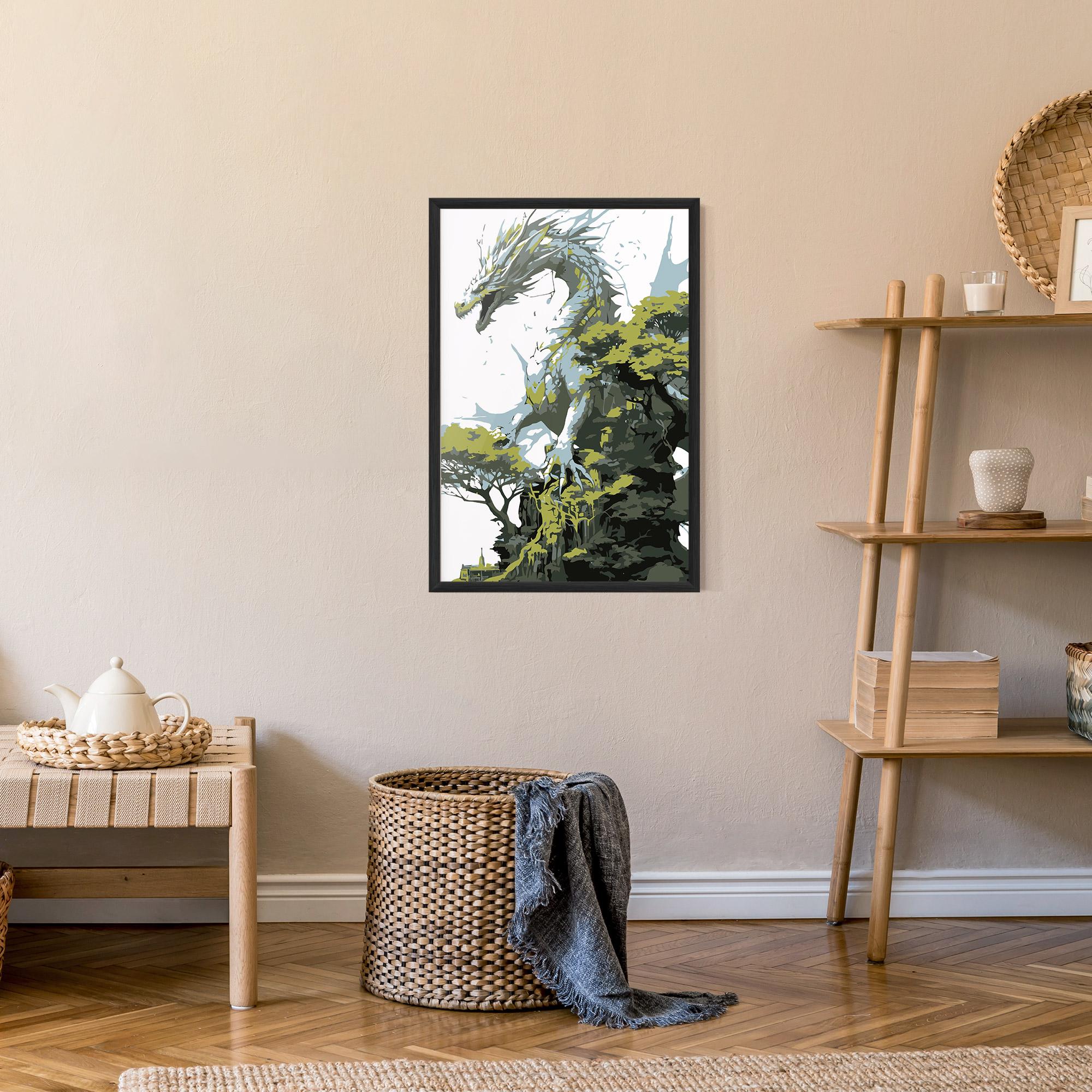 Plakat w Ramie Grey Nature Dragon mockup 9