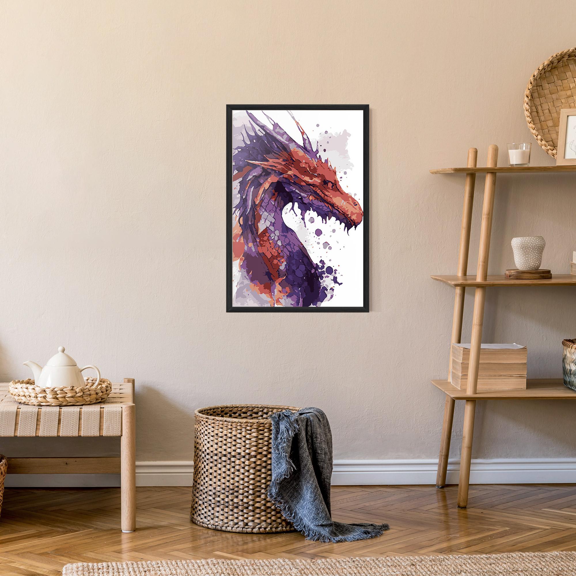 Plakat w Ramie Orange Purple Dragon mockup 9