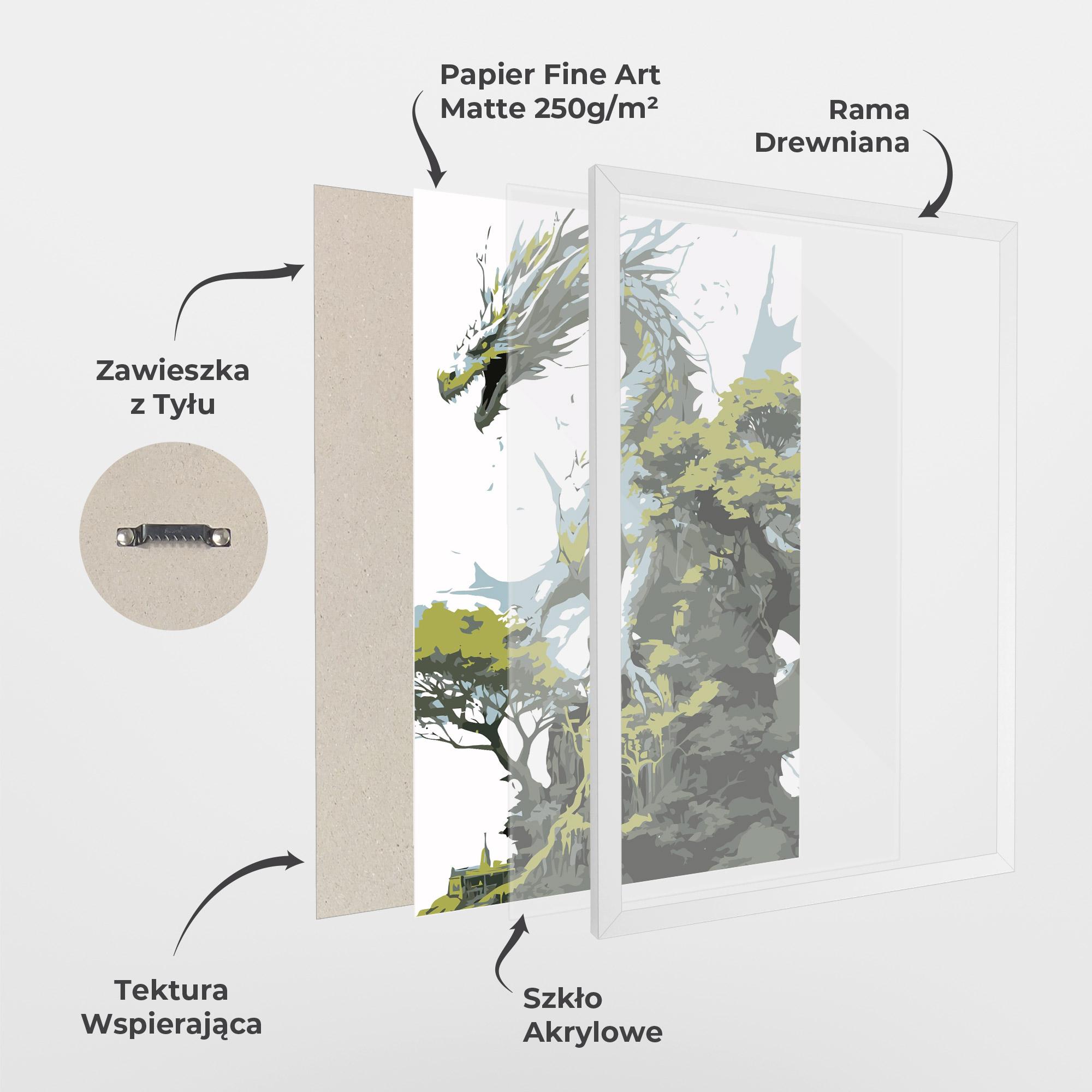 Plakat w Ramie Grey Nature Dragon mockup 1