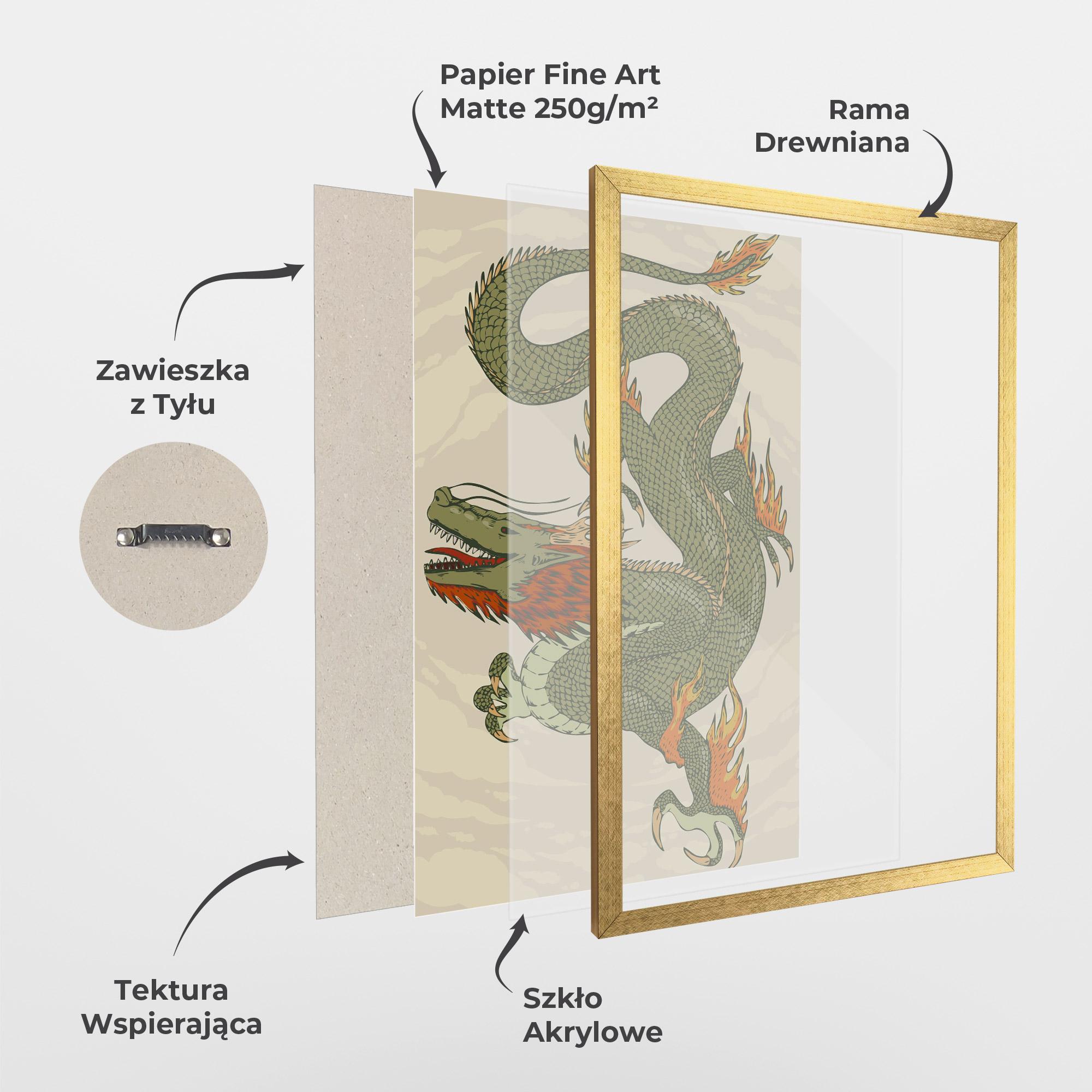 Plakat w Ramie Chinese Dragon Green mockup 1
