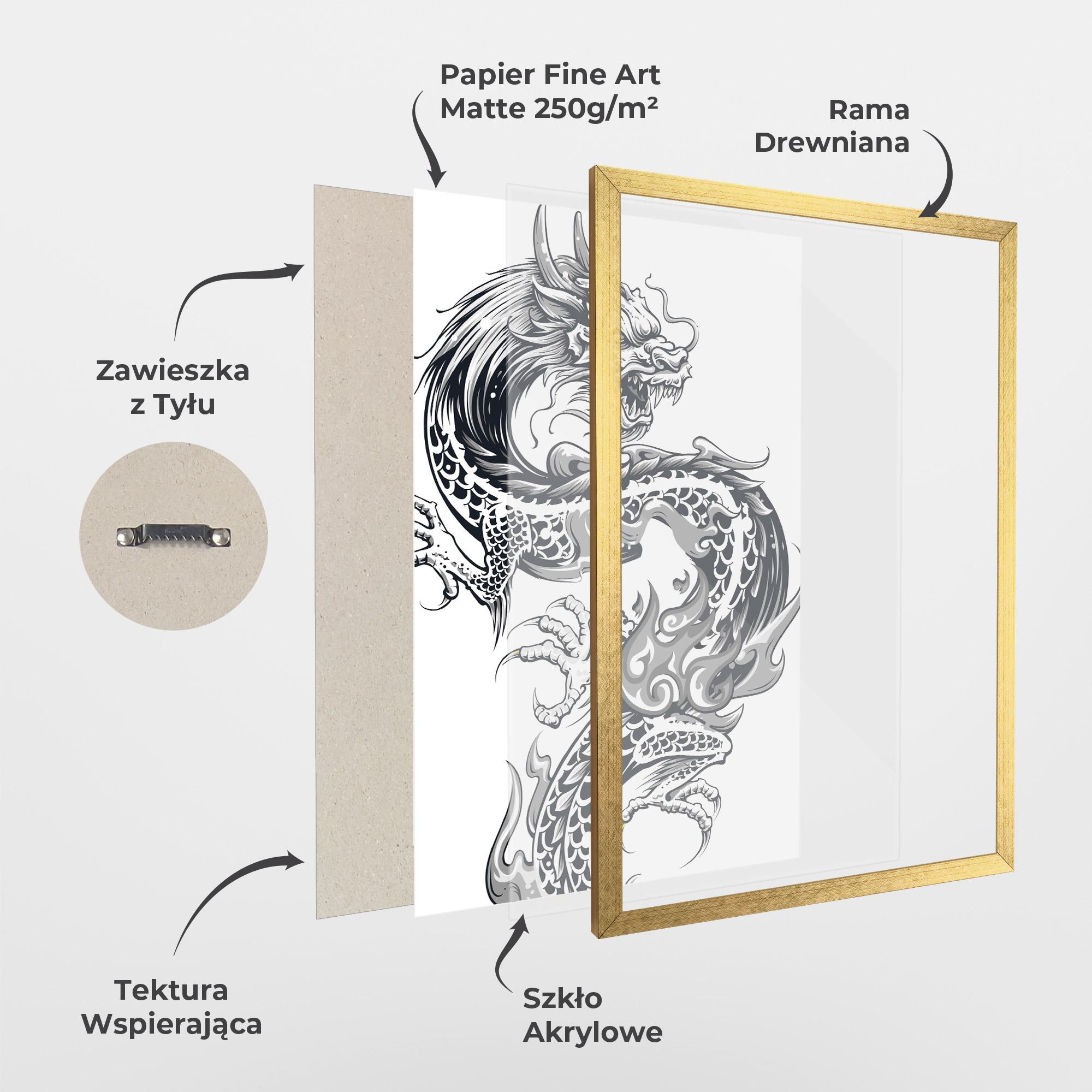 Plakat w Ramie Dragon Line mockup 1