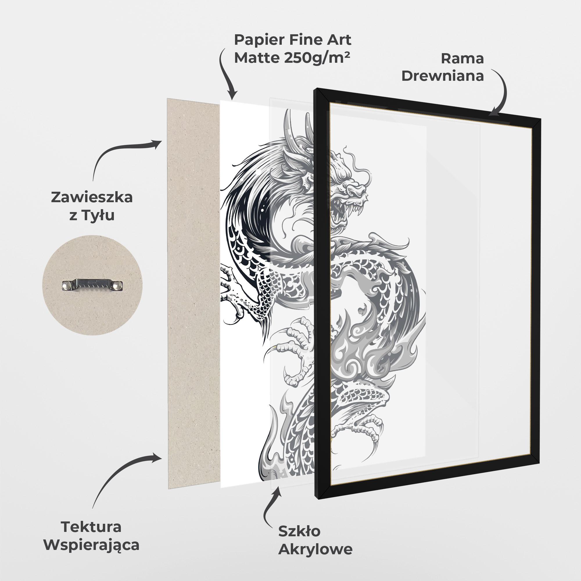 Plakat w Ramie Dragon Line mockup 1