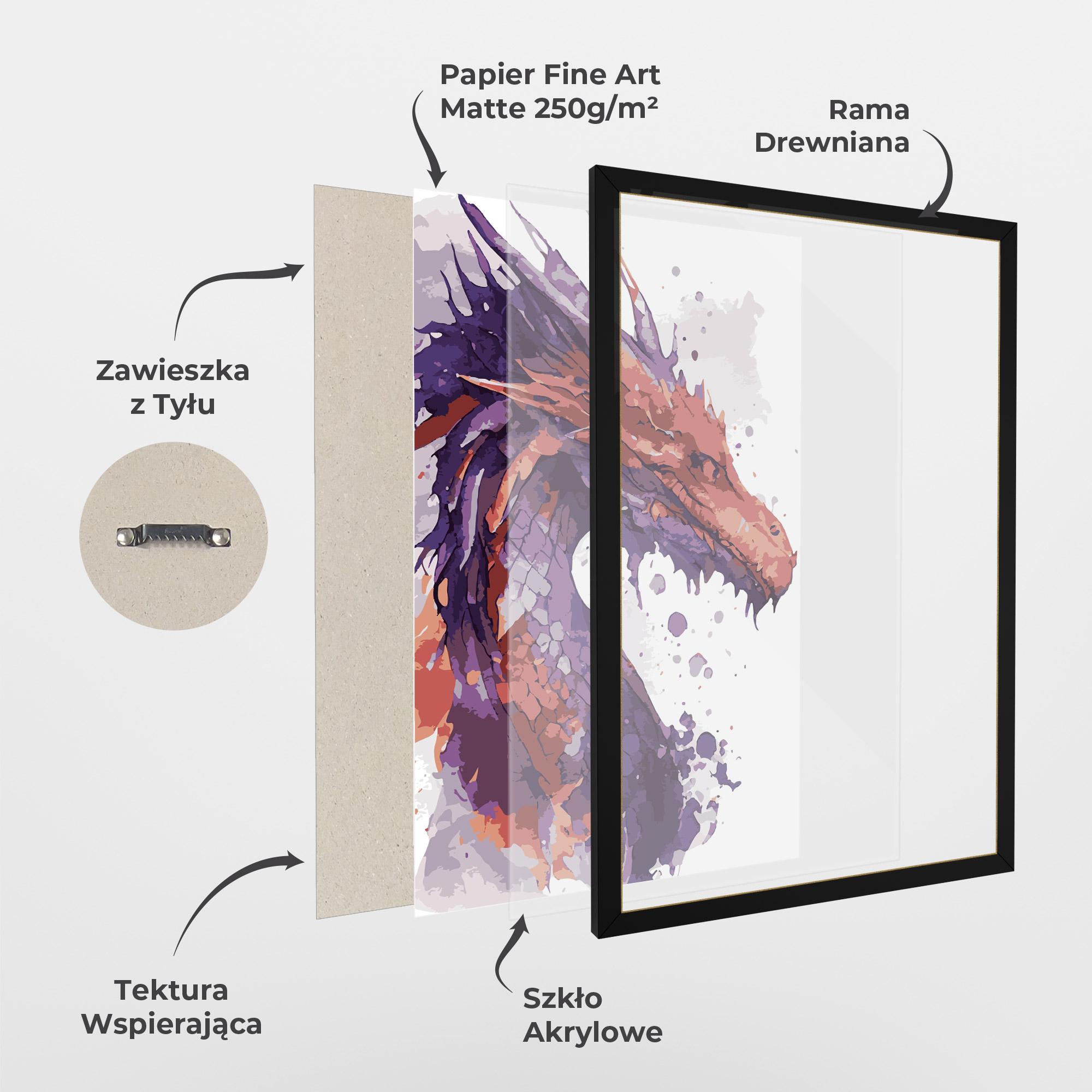 Plakat w Ramie Orange Purple Dragon mockup 1