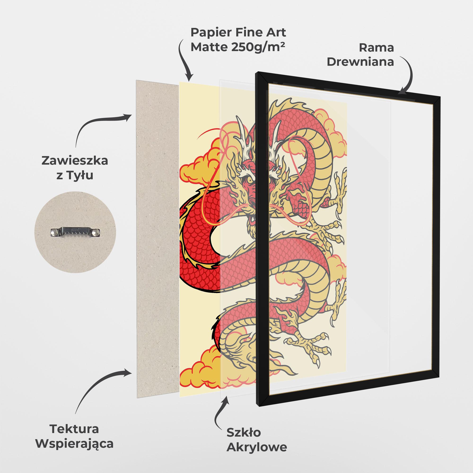 Plakat w Ramie Red Yellow Dragon mockup 1