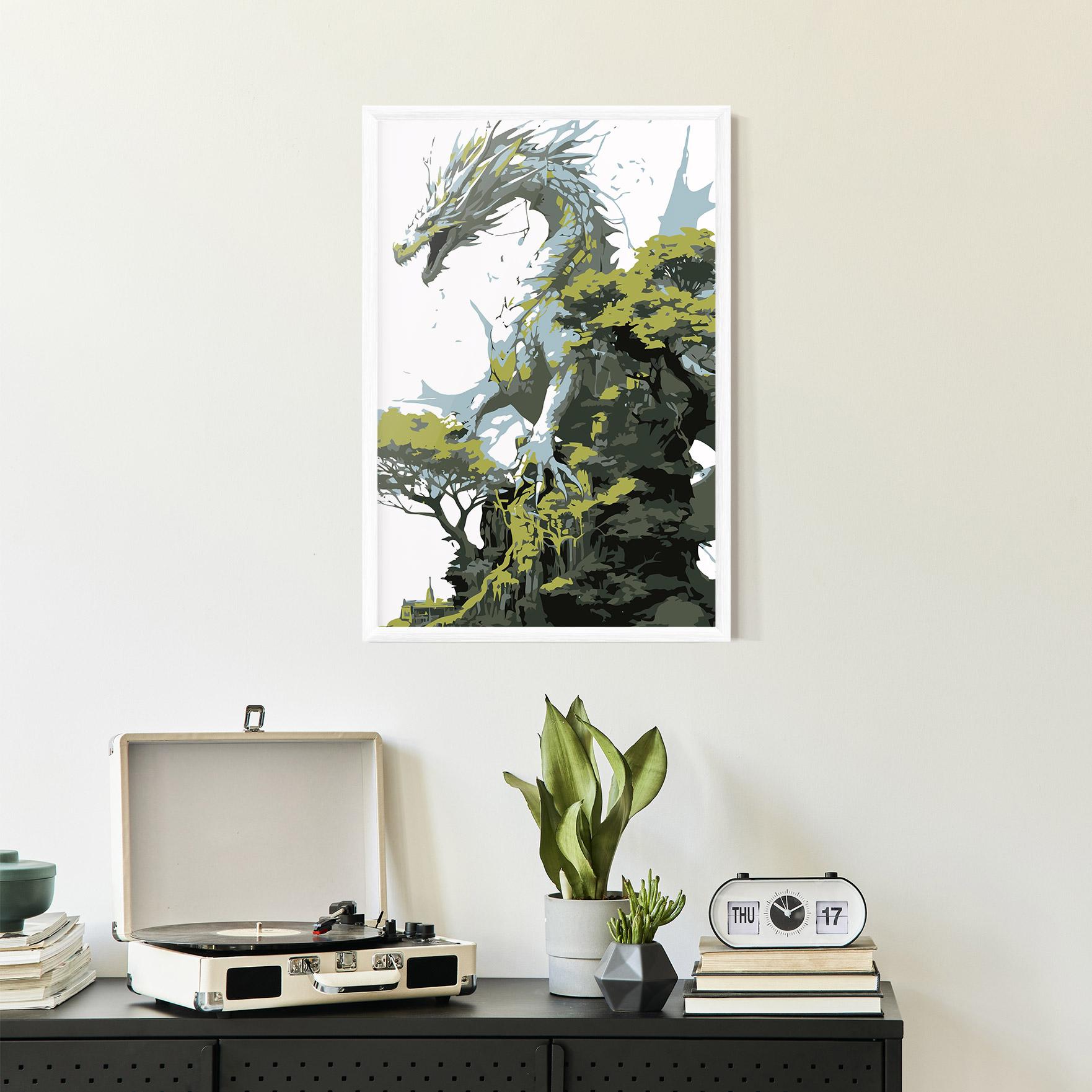 Plakat w Ramie Grey Nature Dragon mockup 2