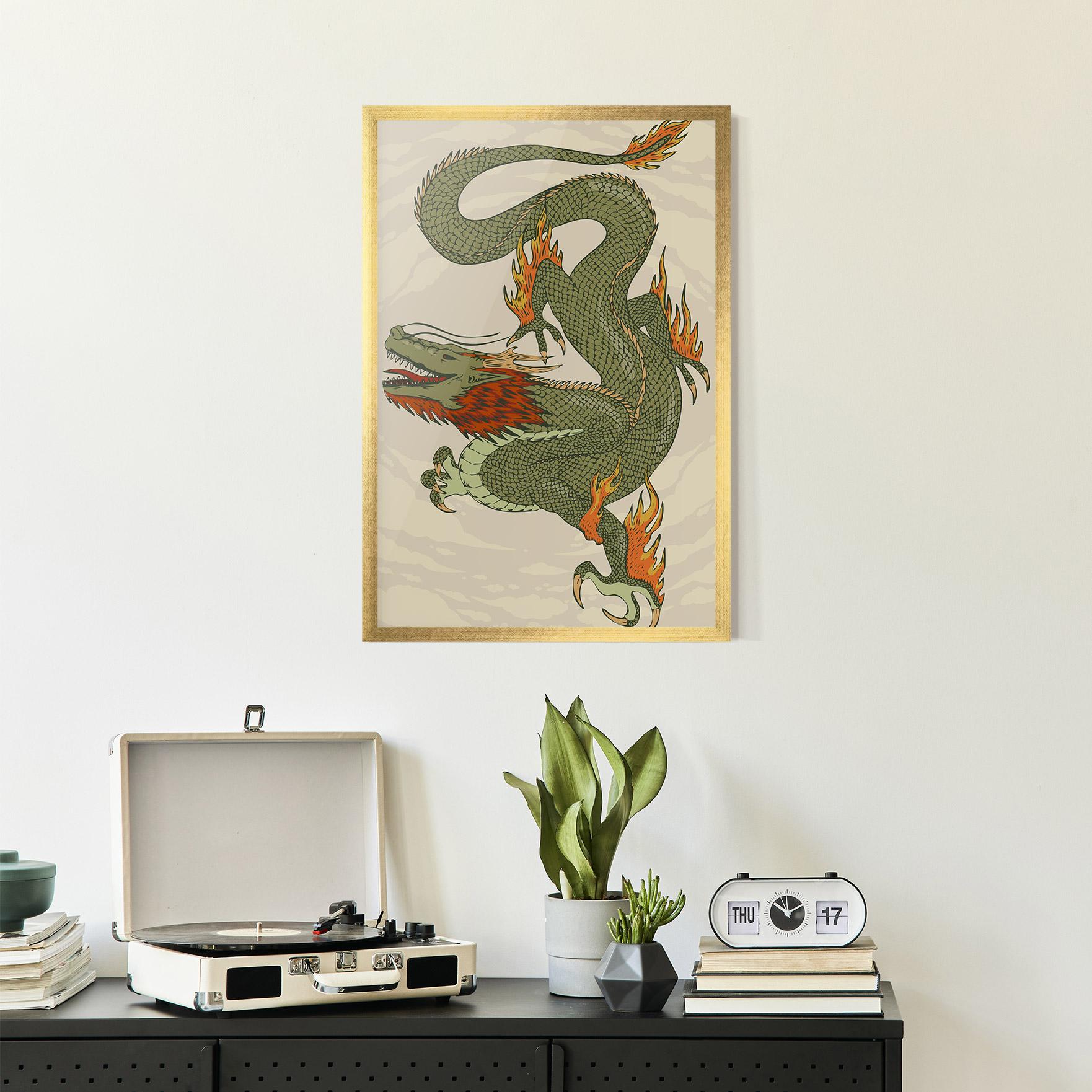 Plakat w Ramie Chinese Dragon Green mockup 2