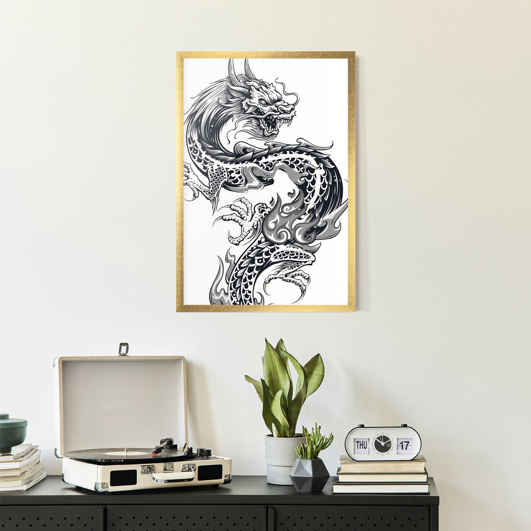 Plakat w Ramie Dragon Line mockup 2