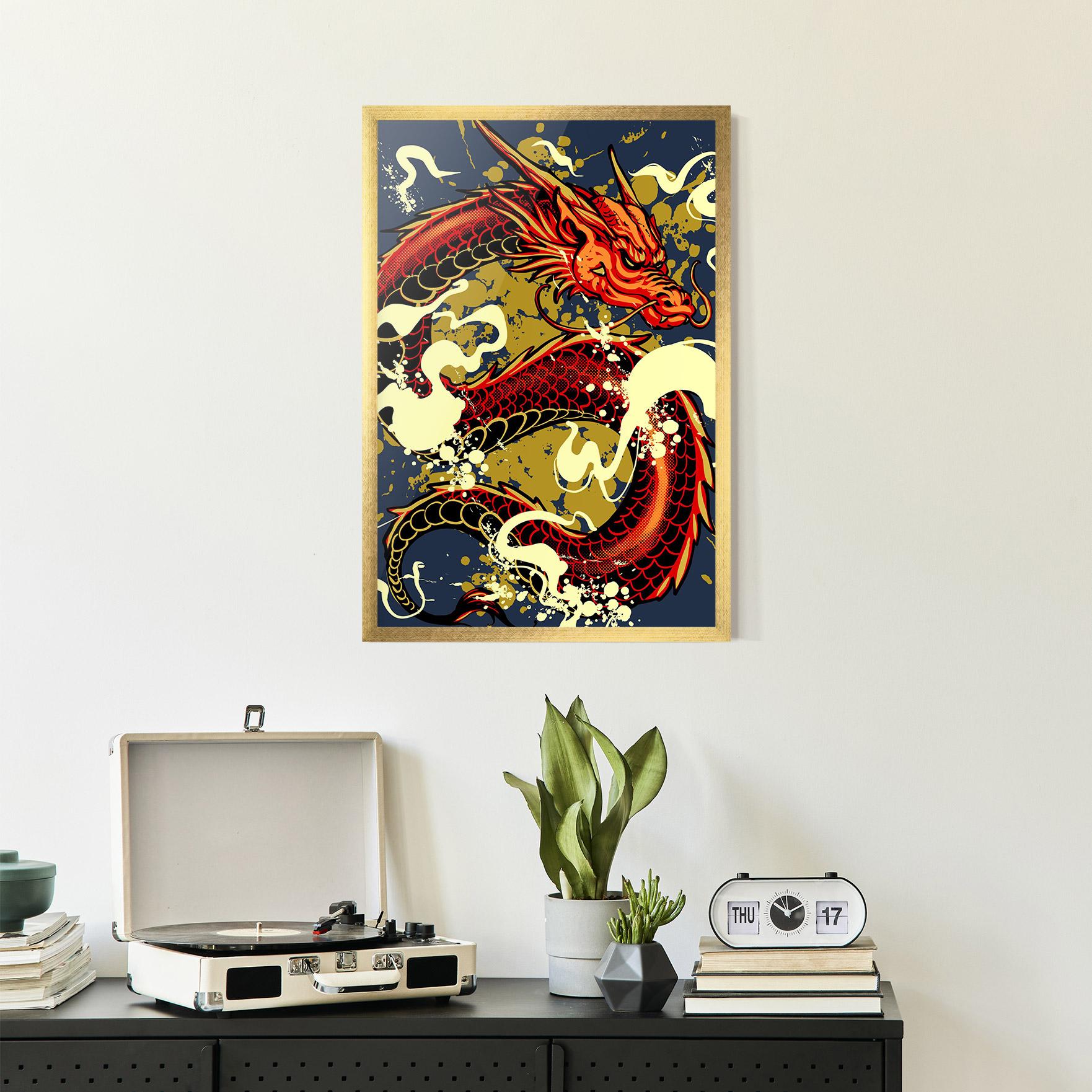 Plakat w Ramie Red Cream Dragon mockup 2